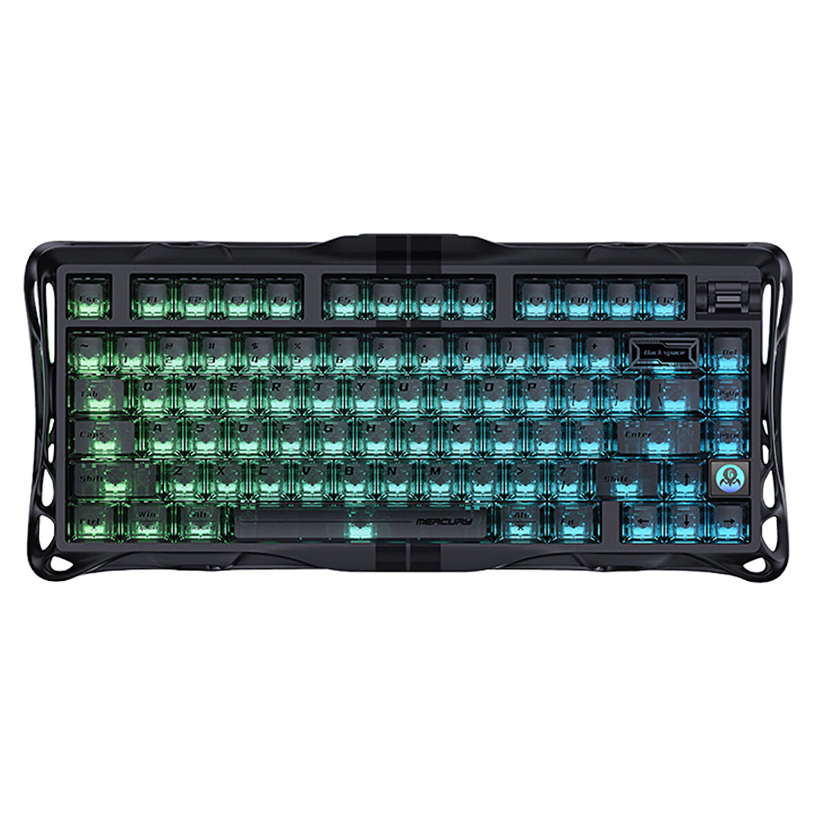 GravaStar Mercury V75 HE Hall Effect Manyetik Switch Gaming Klavye, Hot-Swappable, Rapid Trigger, 8000Hz, 0.125ms Ultra Düşük Gecikme, Kablolu, RGB Işıklı, İngilizce Q, Stealth Black