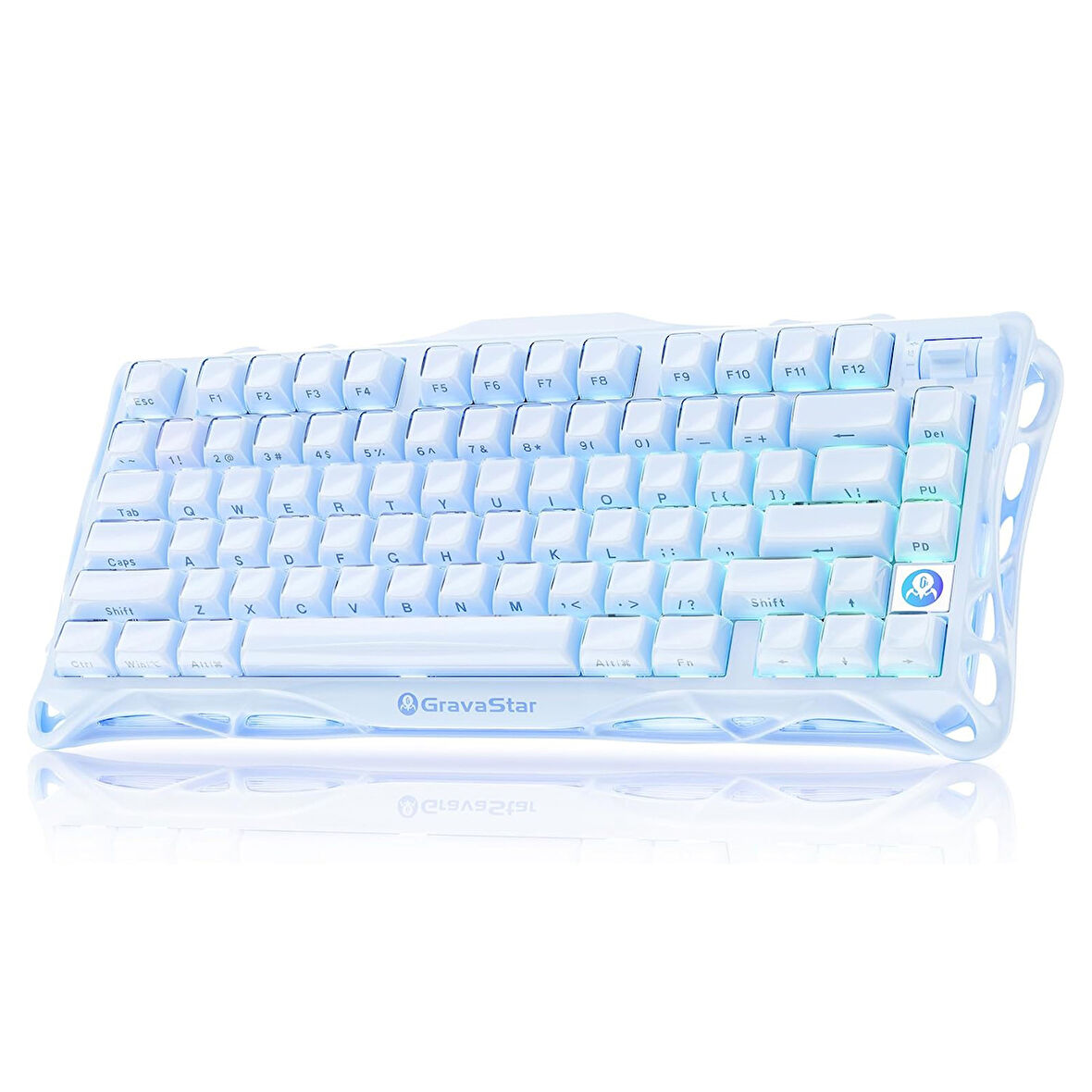 GravaStar Mercury K1 RGB Kablosuz Mekanik Gaming Klavye, Alüminyum Çerçeveli, İngilizce Q, Special Edition, Ice Blue