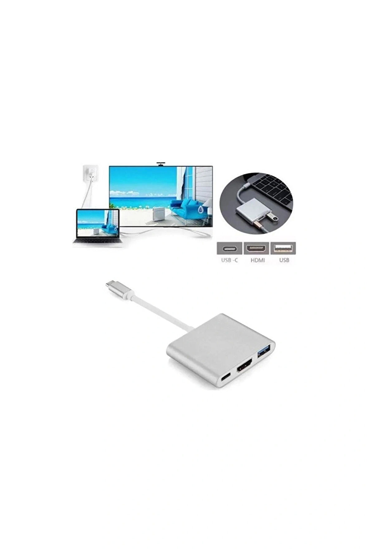 Elmalı Store -- Te-dos 4k 3 In1 Usb-c Dönüştürücü