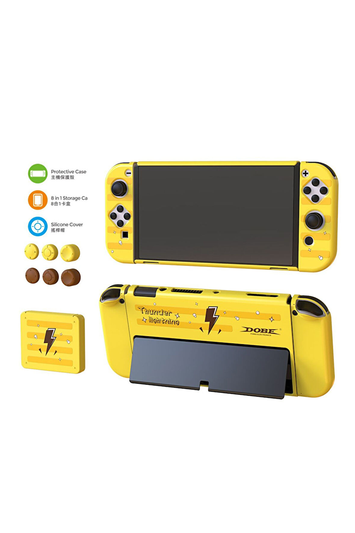 Switch OLED 3in1 Standlı Rnkli Kılıf Analog Yükseltici ve Koruyucu Kart Kutusu