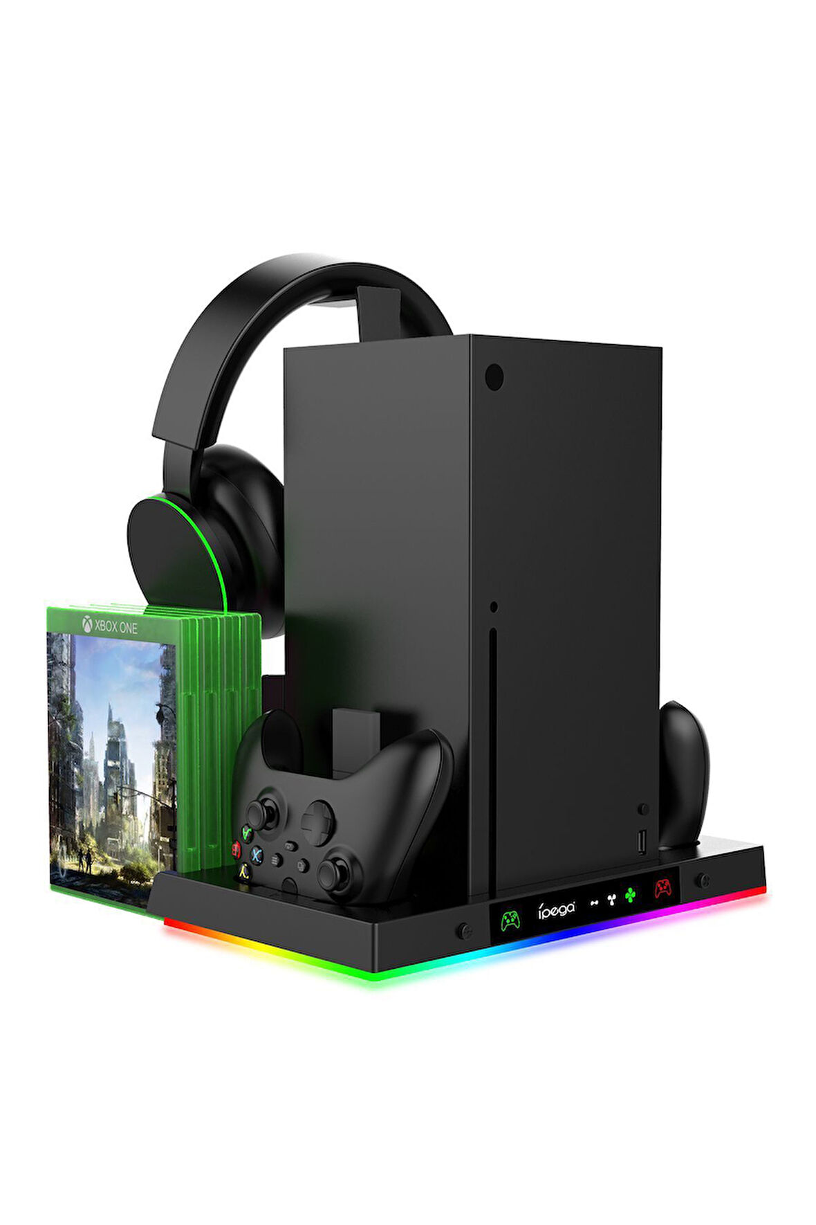 İpega PG-XBX023S XBOX Series X Multi Fonksiyonel RGB Işıklı Askılı Şarj İstasyonlu Soğutucu Stand