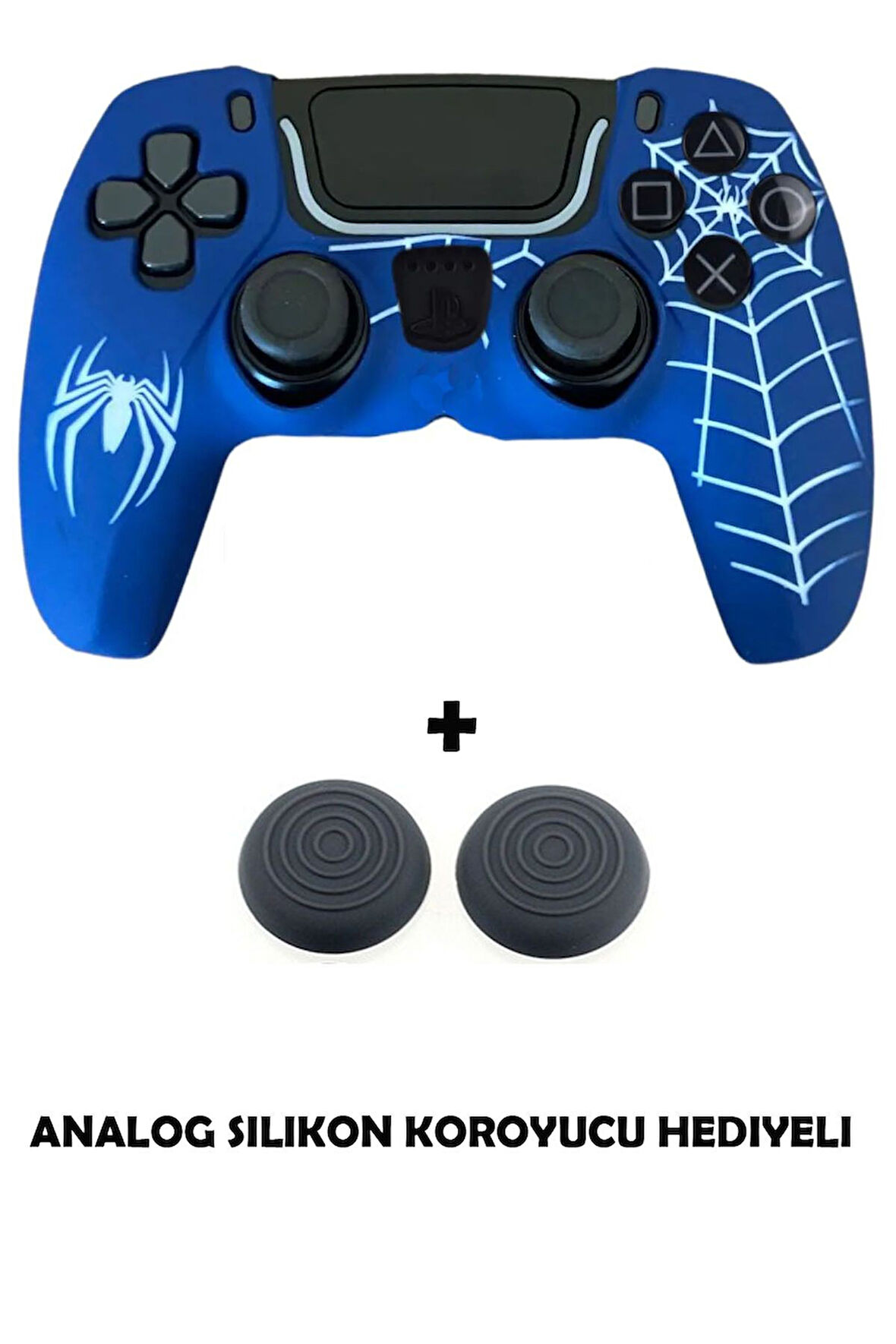 PS5 Dualsense Spider-Man Desenli Koruyucu Silikon Kılıf + Analog silikon Koruyucu