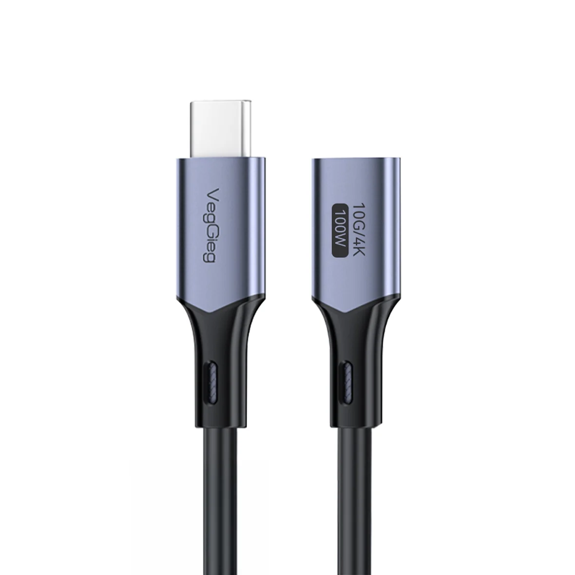 VegGieg USB 3.2 Gen 2 Type-C Uzatma Kablosu USB-C 100W 10Gbps 4K 60Hz 2 Metre