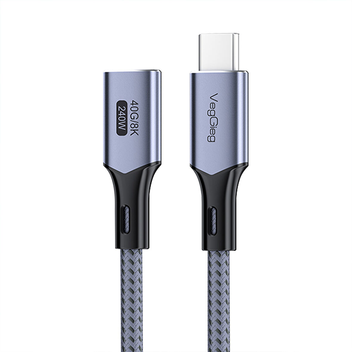 Veggieg USB 4.0 E-Mark 240W 40Gbps Thunderbolt 4 8K 60Hz Type-C Uzatma Kablosu 1 Metre