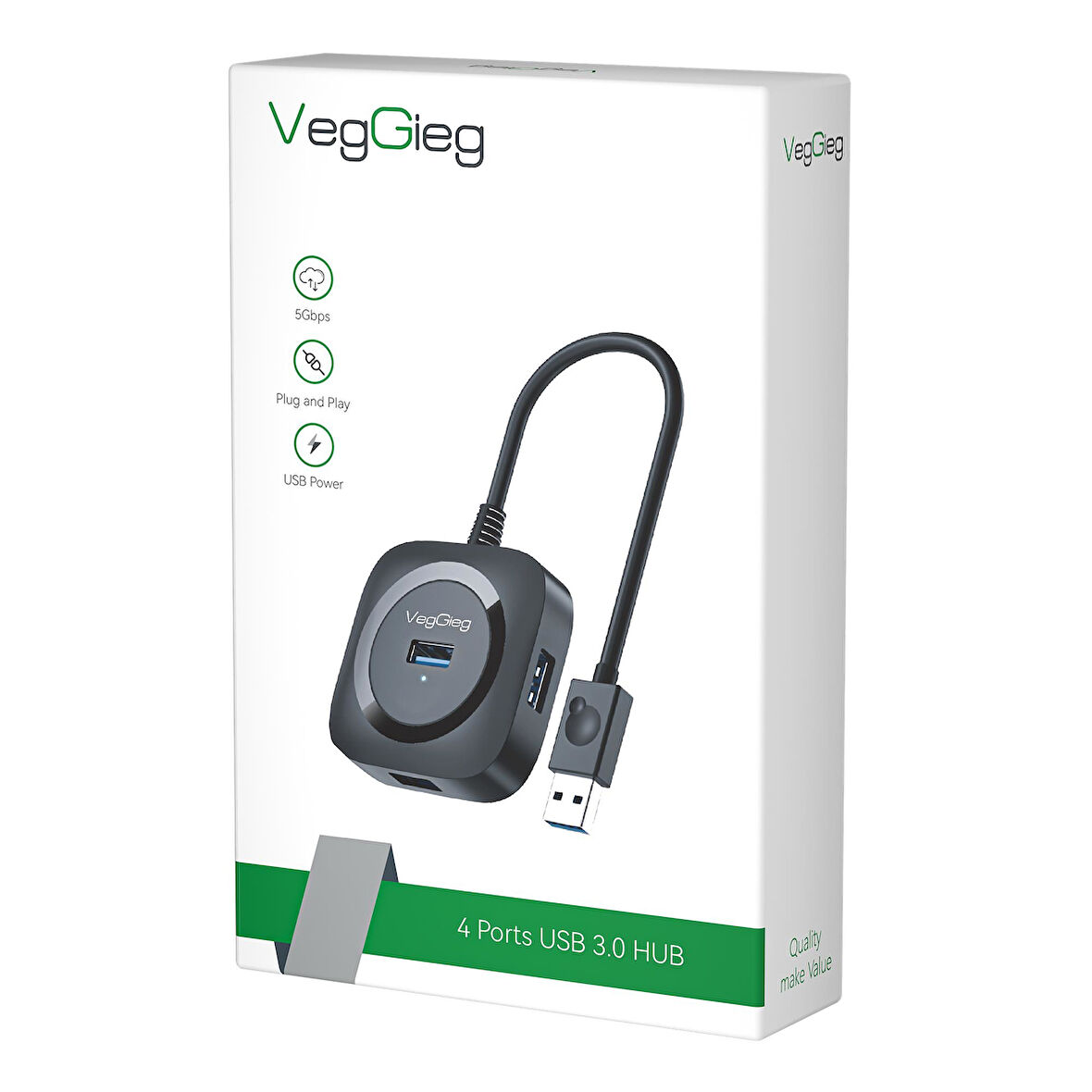 VegGieg 4 Port USB 3.0 Çoklayıcı Hub Siyah