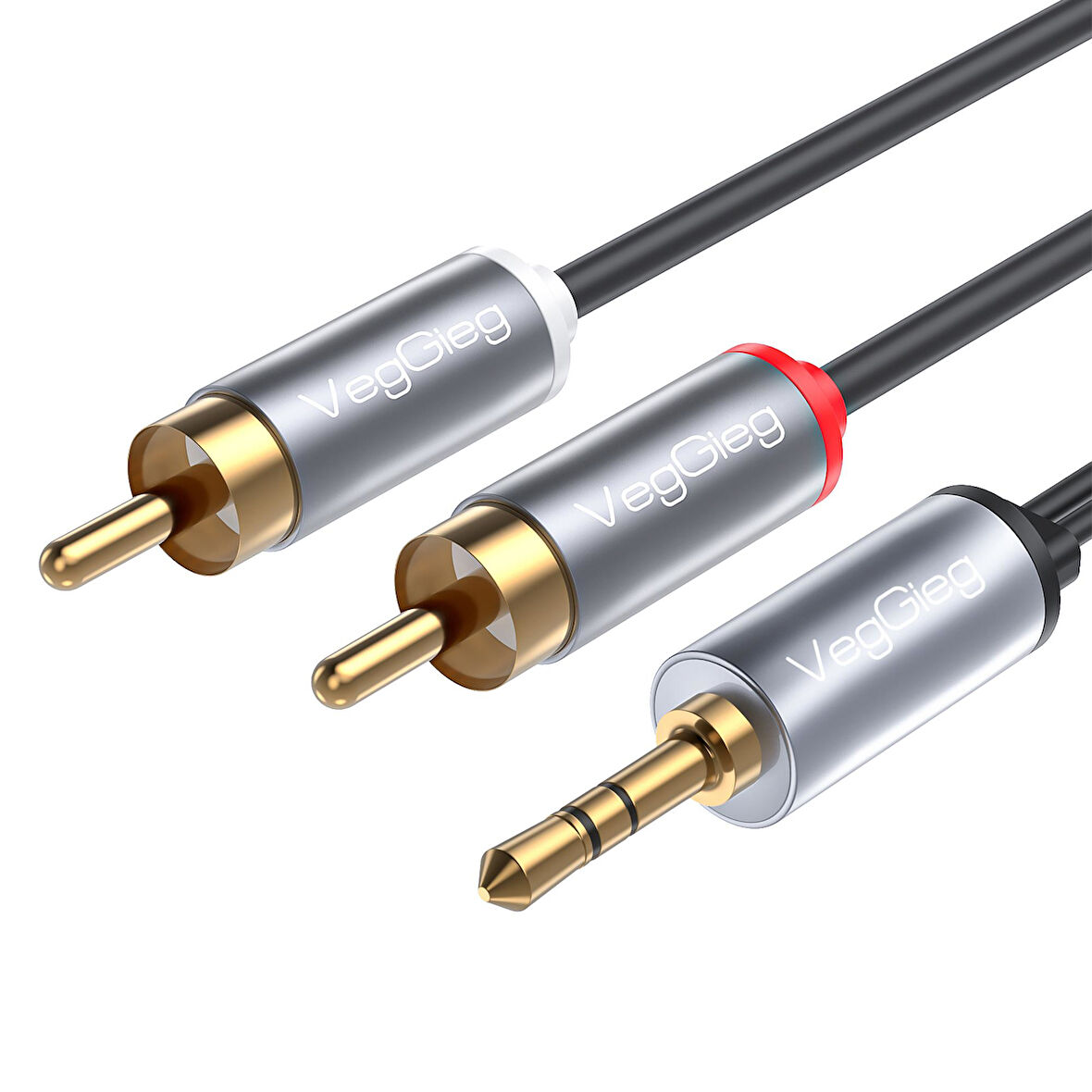 VegGieg 3.5mm Aux To 2 RCA Hi-Fi Ses Kablosu 1.5 Metre