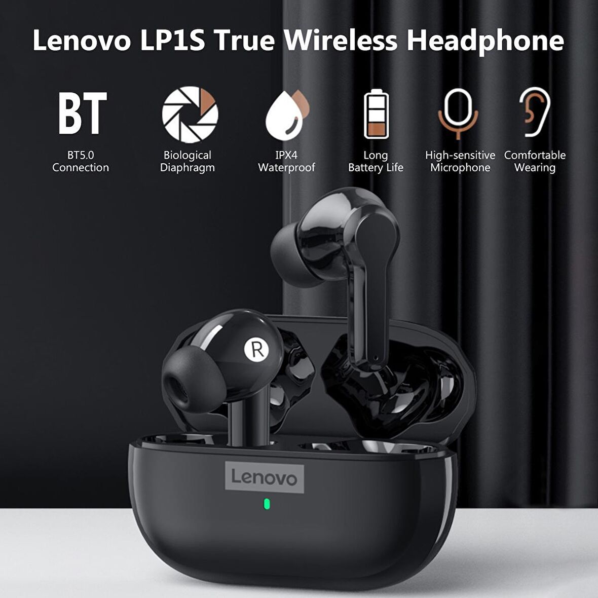 Lenovo Live Pods LP1S Bluetooth Kablosuz Kulaklık Siyah