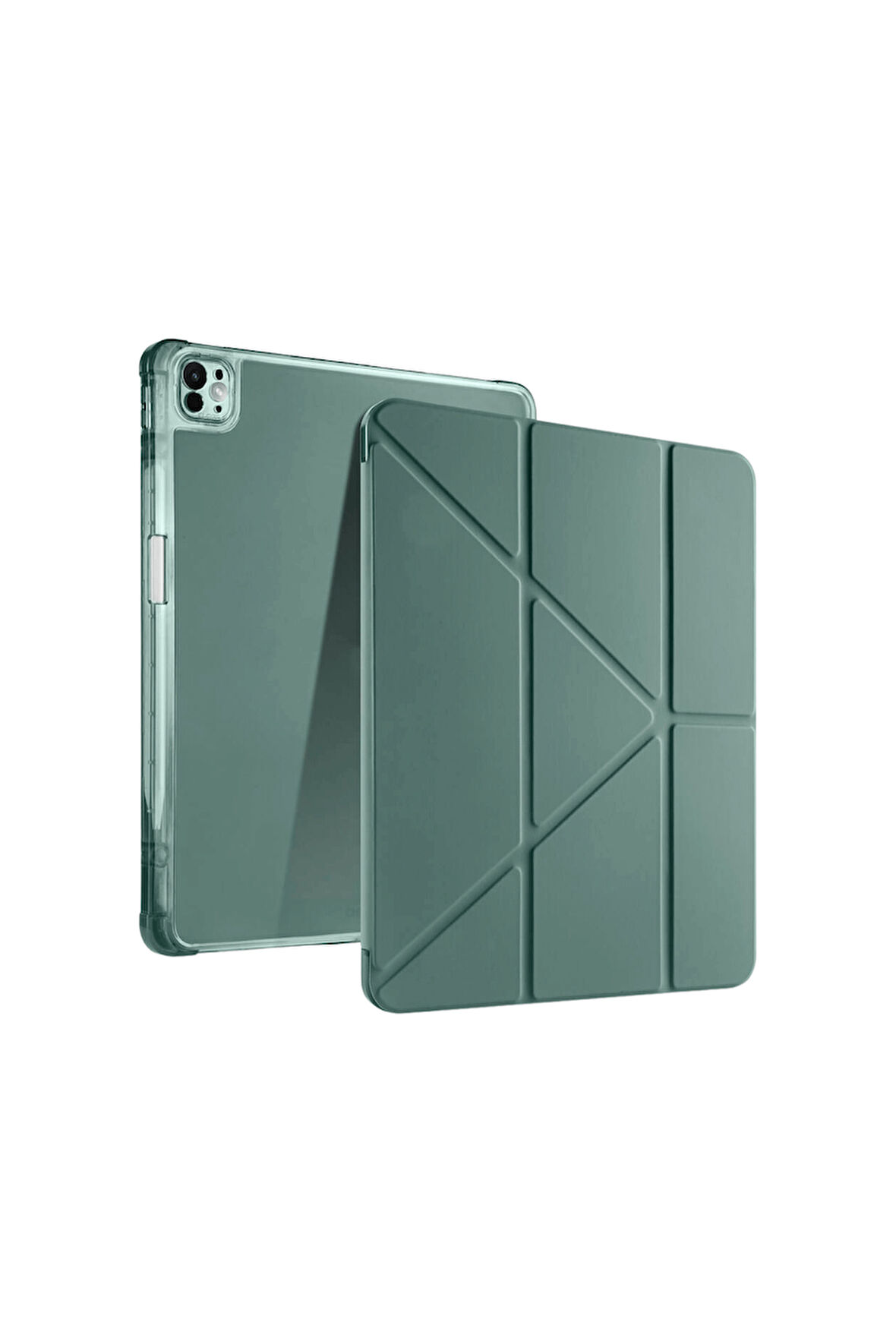 iPad PRO 13 2024 Uyumlu Kalem Bölmeli Akıllı Uyku Modlu Trifolding A2925 / A2926 Tablet Kılıfı