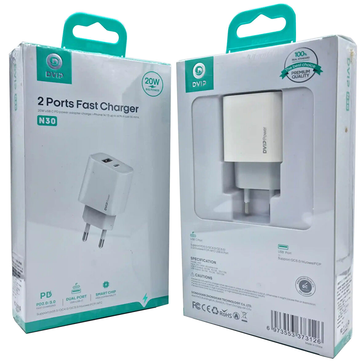 20W PD + Qc3.0 Usb Çift Girişli Şarj Başlığı DVIP N30