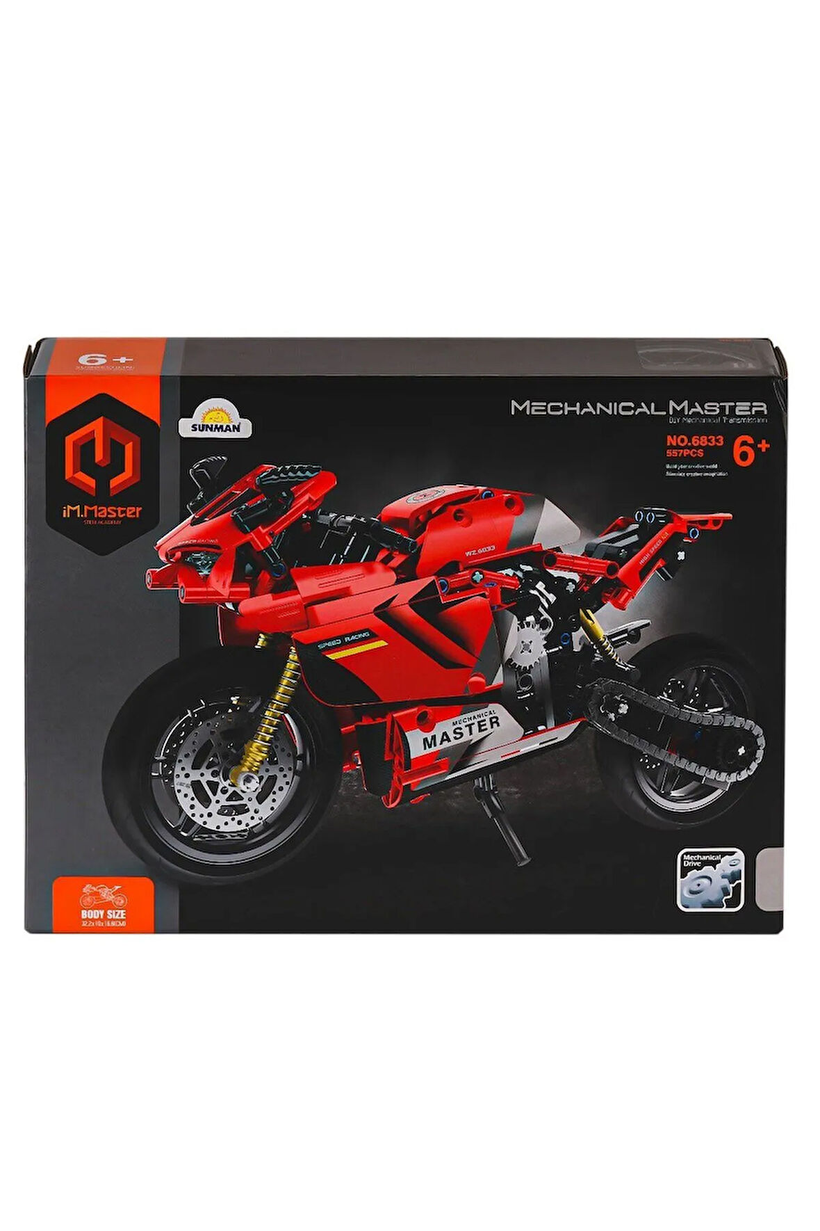 Lucesturg 6833 Imm Mekanik Master Blokları Motosiklet Kırmızı 557 Parça New