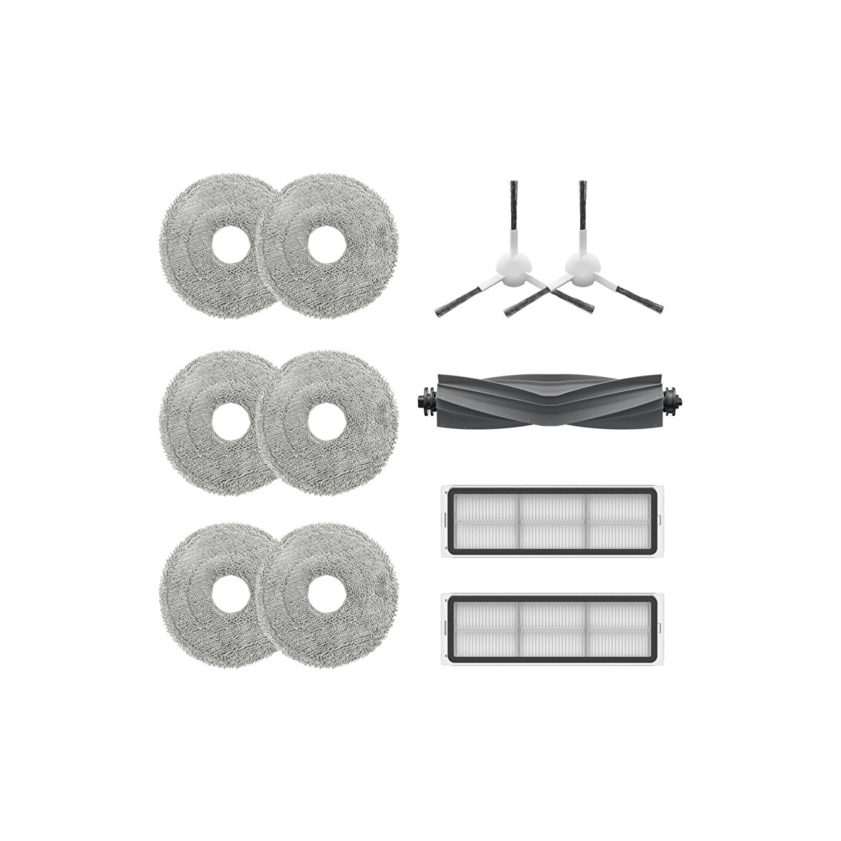 Dreame Orijinal L10 PRIME/L10S ULTRA/L10 Ultra  Için Aksesuar Seti 1 x Ana Fırça（kauçuk）+2 x Yan Fırça+2 x Toz Kutusu Filtresi+3 x Çift Paspas Bezi（6 Adet）