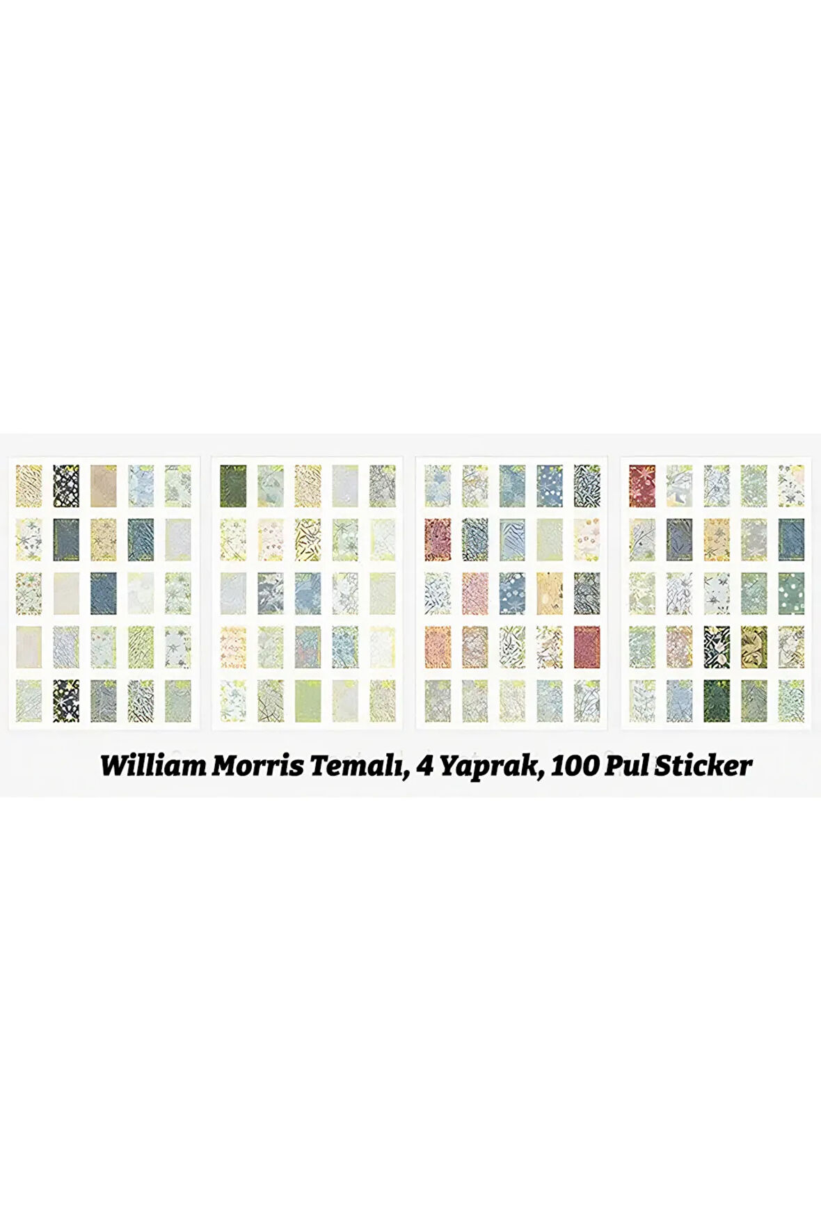 William Morris Temalı 100 Adet Pul Sticker Seti • Bullet Journal (GGK-DQ114)