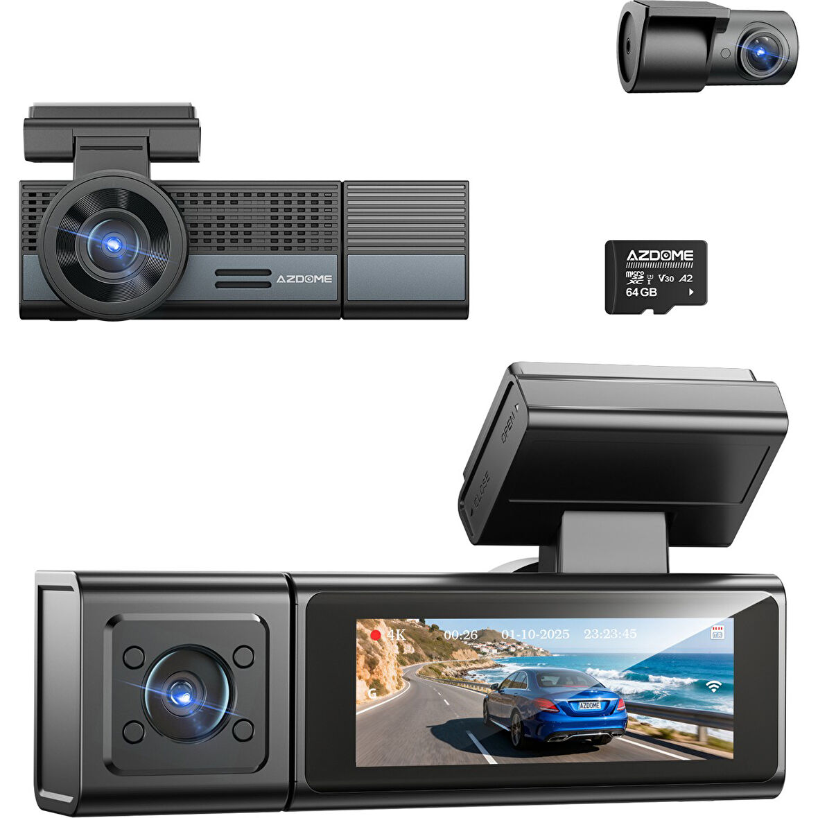 M500 4K 3 Kameralı Araç Içi Kamera