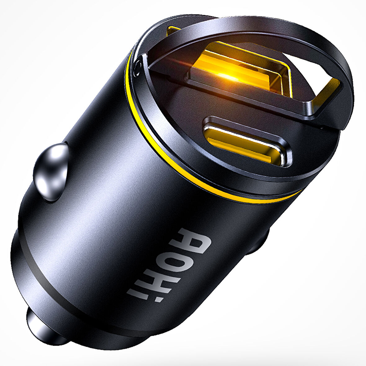 Aohi Superauto Araç İçi Şarjı, 2 Portlu PD 45W Type-C to Type-C, USB 30W Hızlı Şarj Çakmaklık Adaptörü, Siyah