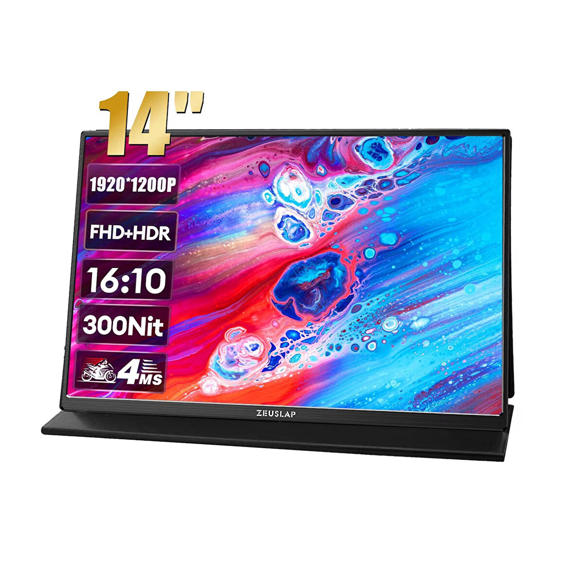 Zeuslap Z14 Lite Pro 14" 60Hz 4Ms mHDMI+USB-C HDR FullHD+ IPS Dokunmatik Taşınabilir Monitör