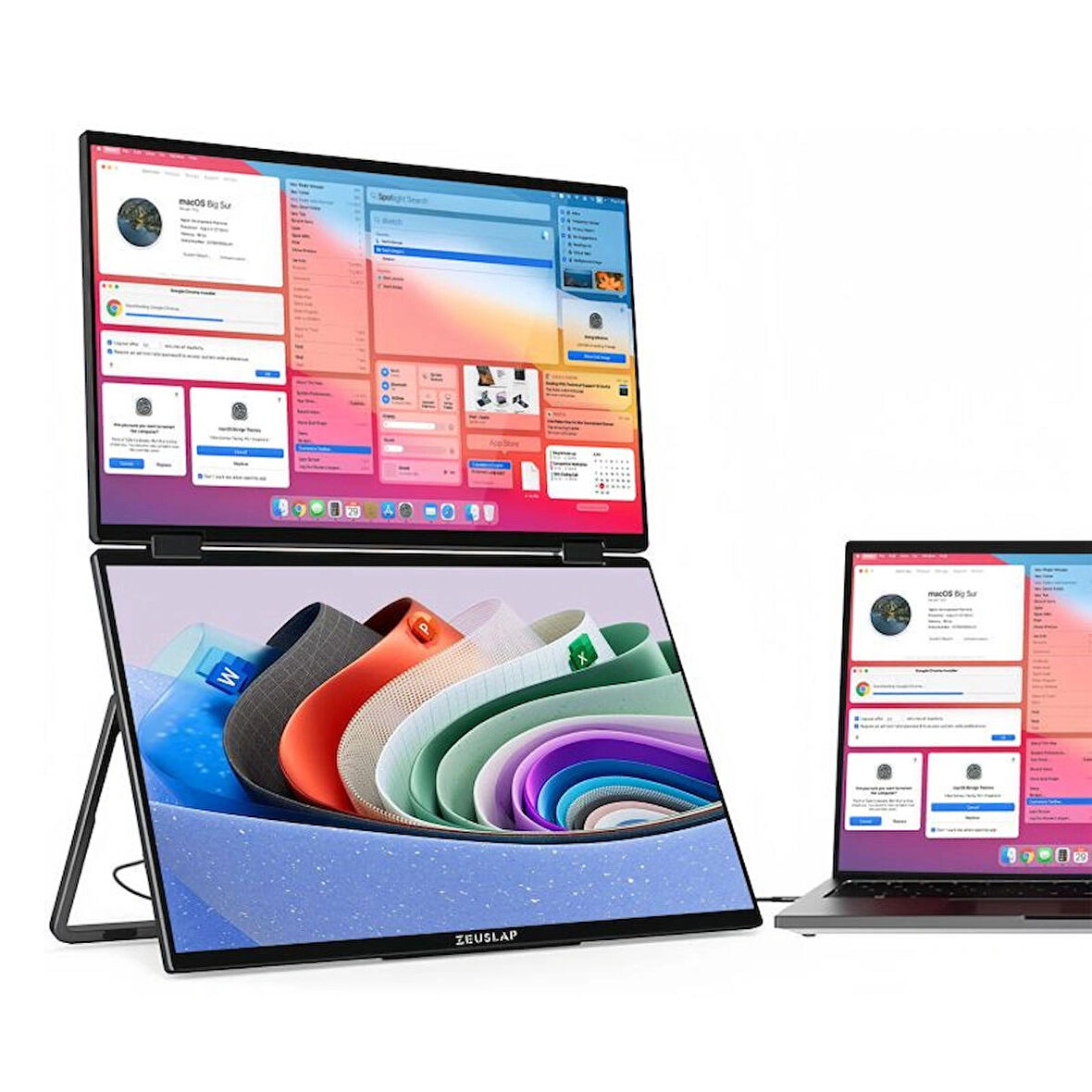 ZEUSLAP Z15W 2x15.6" Çift Ekran 1920*1080@60Hz Full HD ADS-IPS Panel Type-C 100% sRGB 300Cd/m² Taşınabilir Monitör (ZL-Z15W)