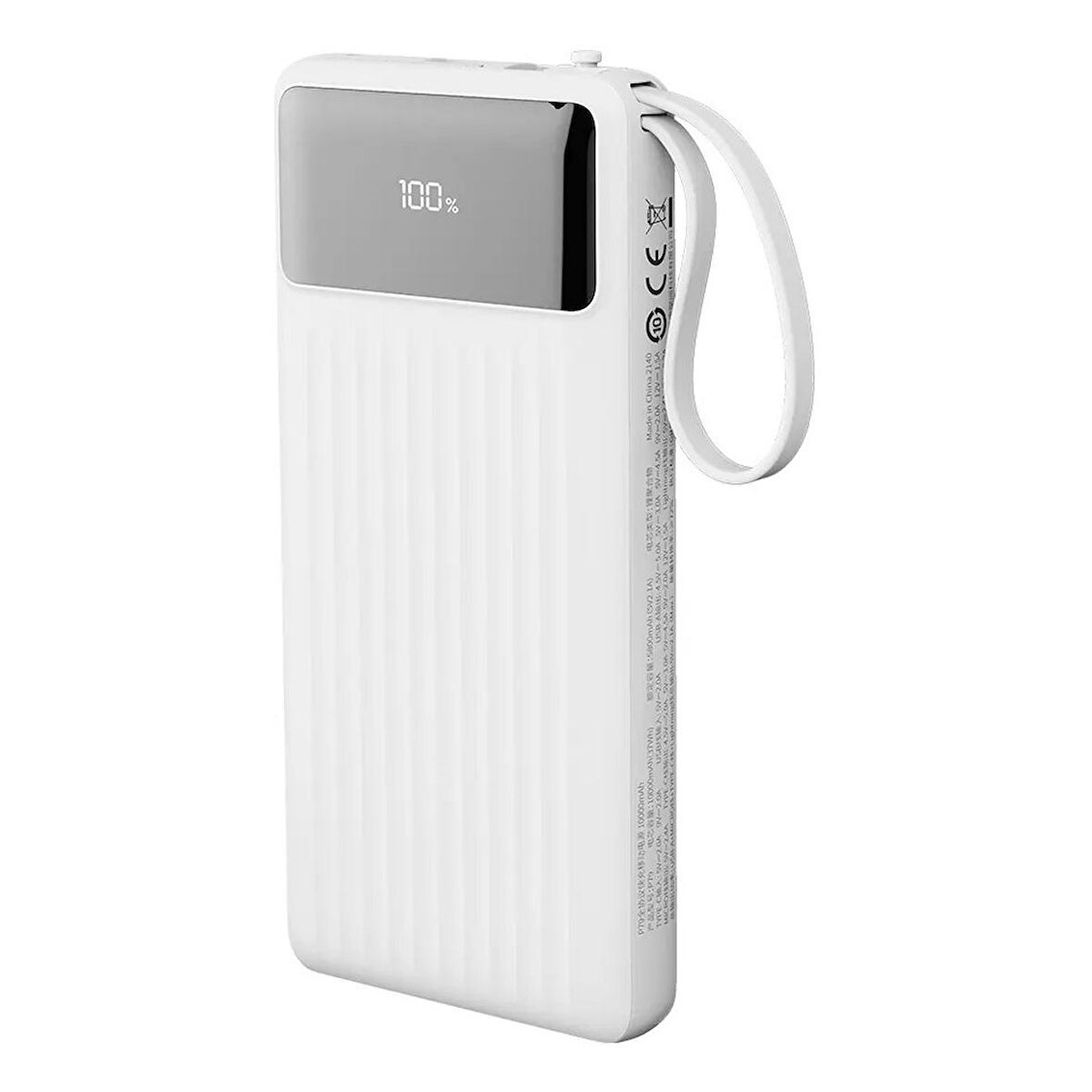 Rock P79 Pro PD 20W 10000 mAh. Dijital Ekran Göstergeli Dahili Kablolu Powerbank - Beyaz