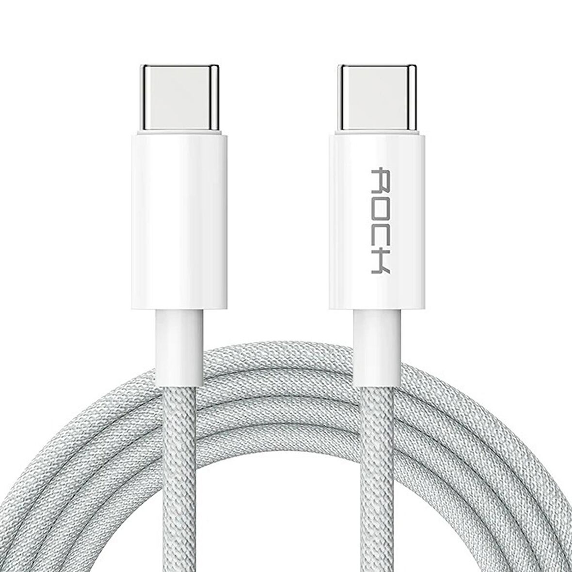 Rock 100W Type-C to Type-C 5A PD 1 Metre Şarj ve Data Kablosu (iPad & MacBook) - Beyaz