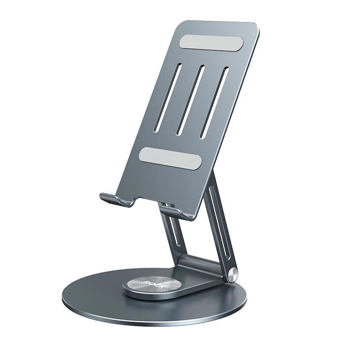 Rock Taşınabilir Katlanabilir 360 Dönebilen Metal Telefon ve Tablet Standı - Uzay Grisi