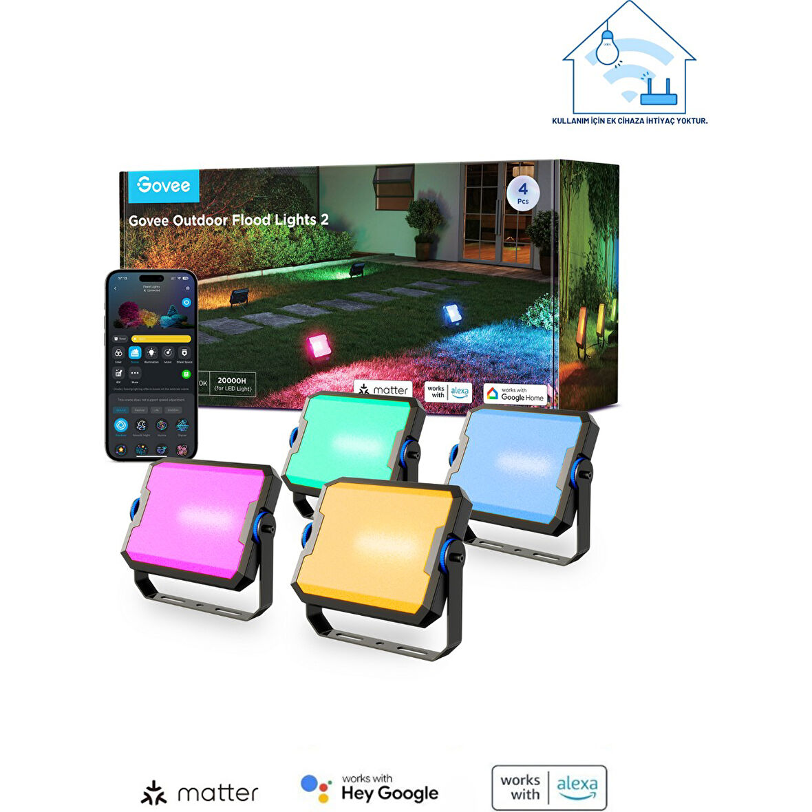 Govee Dış Mekan Projektör Aydınlatma2 - 4'lü Paket