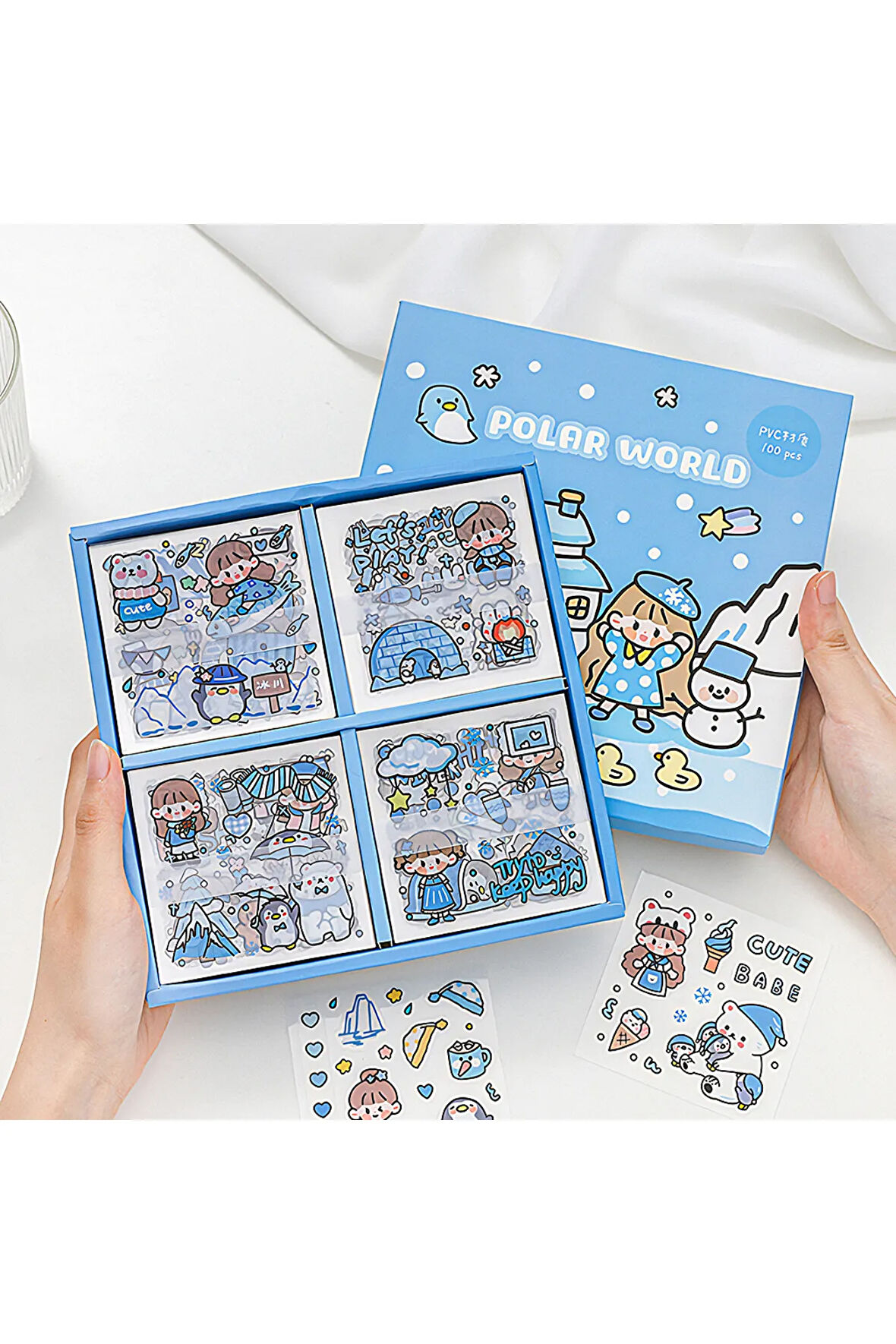 Polar World Temalı 100 Yaprak 4 Bölmeli Sticker Seti • Bullet Journal (GGK-DZ076)