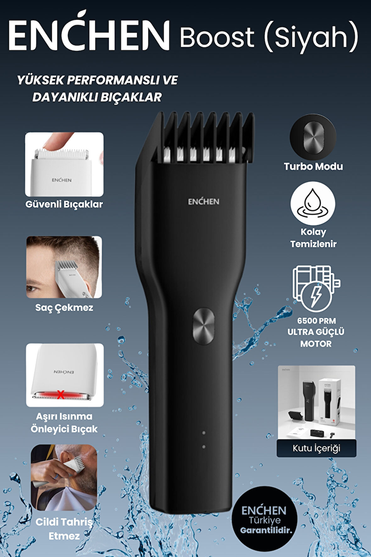 Enchen Boost Siyah Taşınabilir Şarjlı Saç Kesim Makinesi