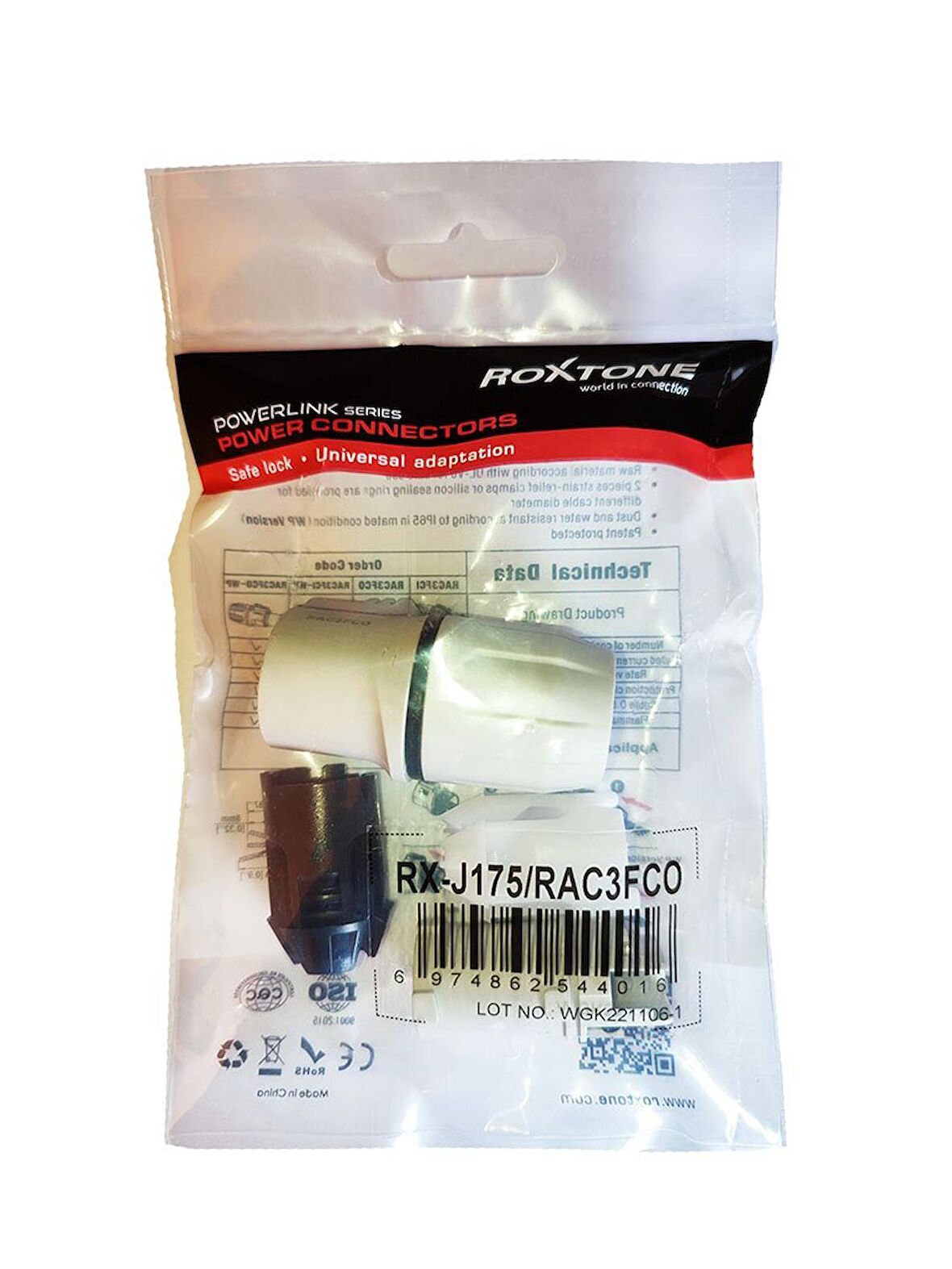 Roxtone RX-J175 3 Pin Powercon Erkek Jak (Tek)