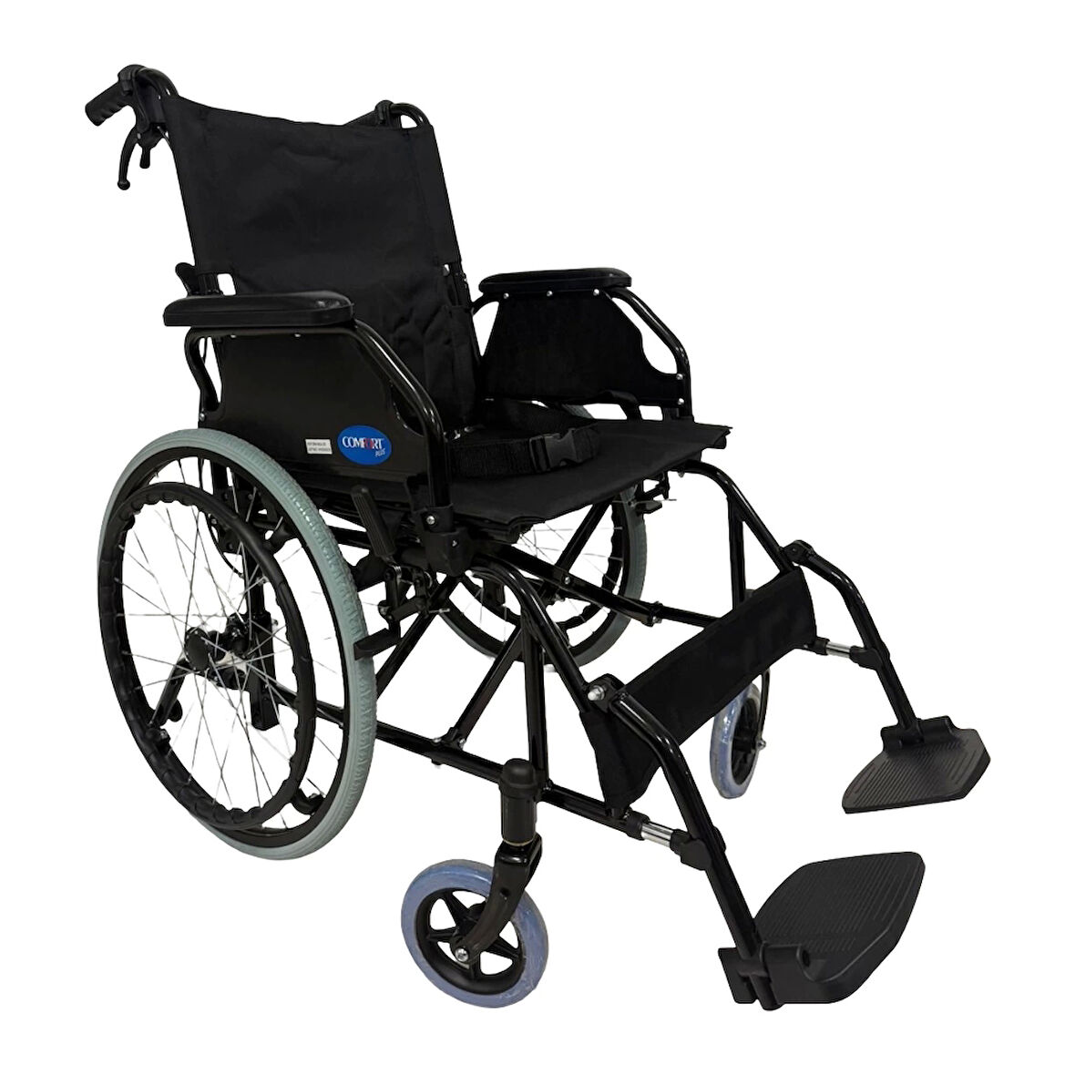 Comfort Plus Çelik Transfer Tekerlekli Sandalye | Katlanabilir, Emniyet Kemerli ve Refakatçi Frenli DM-863-20