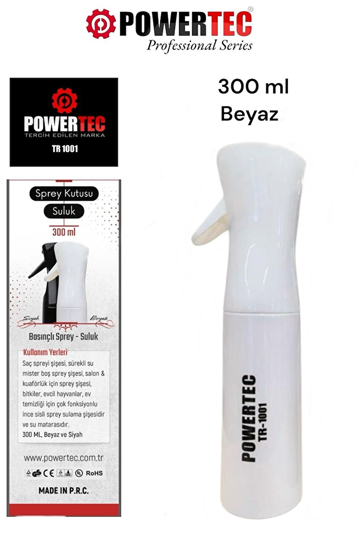 TR-1001 Suluk - Basınçlı Çok Fonksiyonlu Salon&Kuaför Suluğu Sprey 300 ML ( Beyaz )