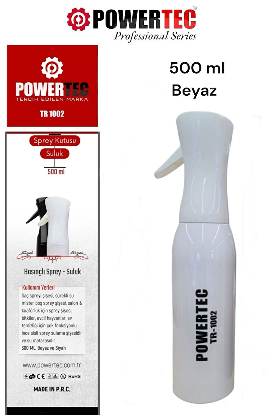 TR-1002 Suluk - Basınçlı Çok Fonksiyonlu Salon&Kuaför Suluğu Sprey 500 ML ( Beyaz )