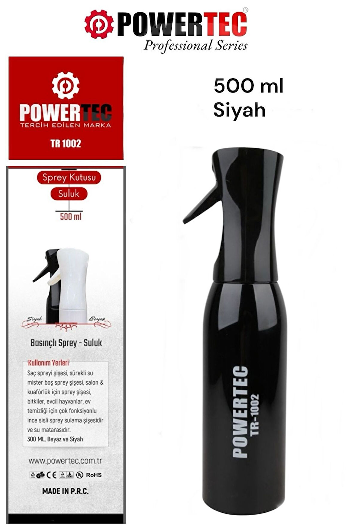 TR-1002 Suluk - Basınçlı Çok Fonksiyonlu Salon&Kuaför Suluğu Sprey 500 ML ( Siyah )
