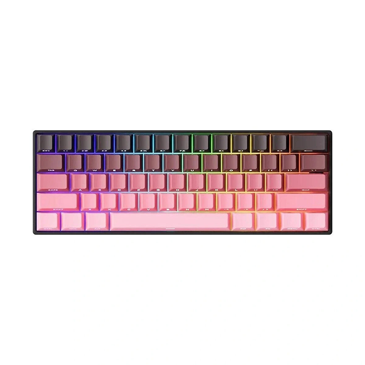 AKKO MONSGEEK FUN60 Max Shine-Through Black-Pink Gradient Hall Effect Manyetik Switch ARGB Kablosuz Hotswap Mekanik Gaming Klavye