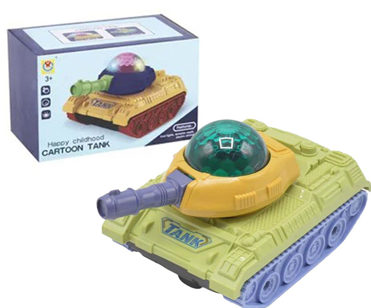 3D Işıklı Sesli Çarp Dön Sensörlü Tank