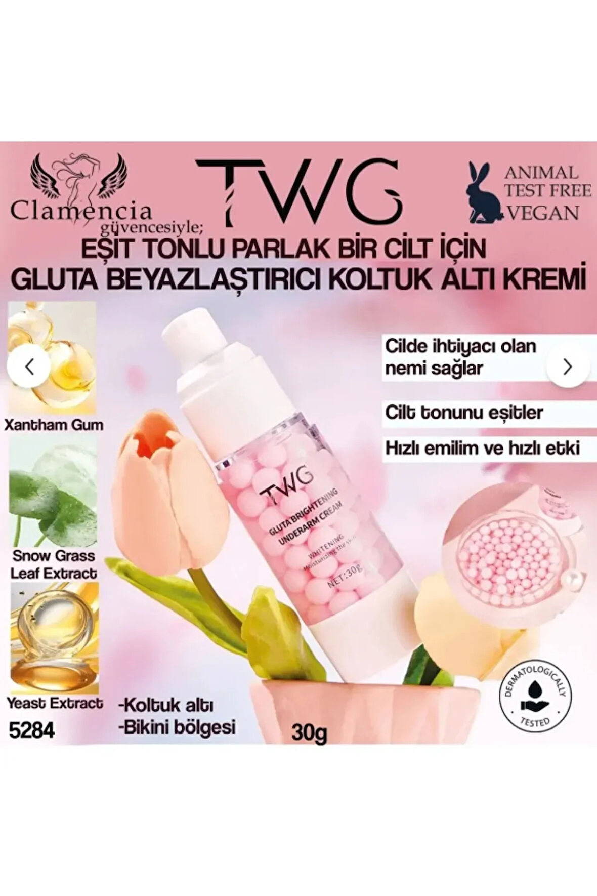 Twg Koltuk Altı ve Bikini Bölgesi Beyazlatıcı Krem 30 g