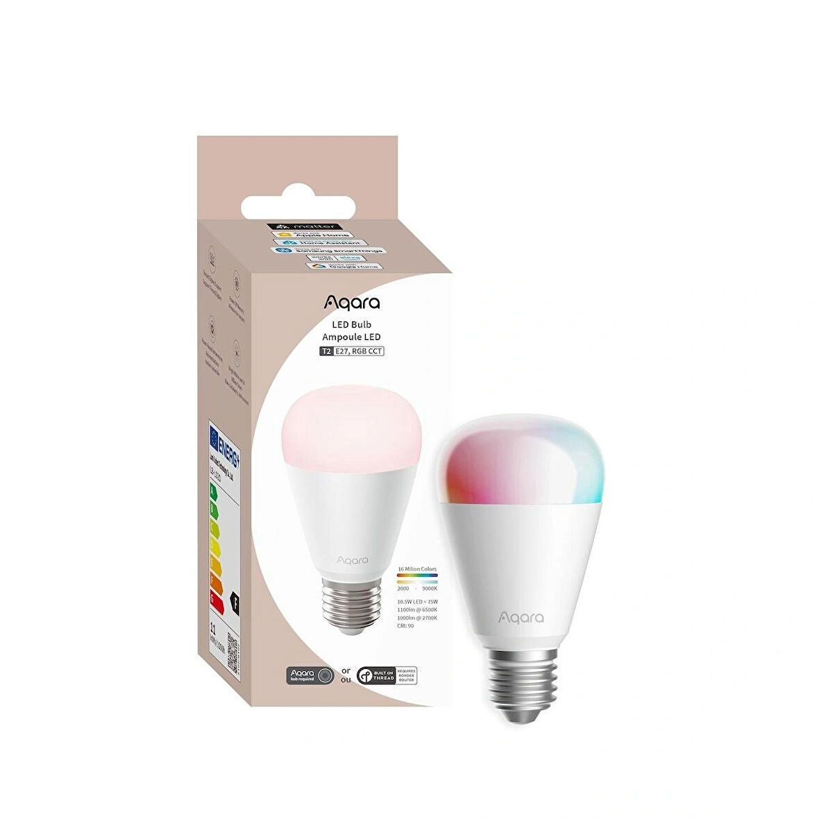 Aqara Akıllı Led Ampül (Rgb Cct, E27, 75W, 1100lm) T2 LB-L02D (Apple Home Destekli)