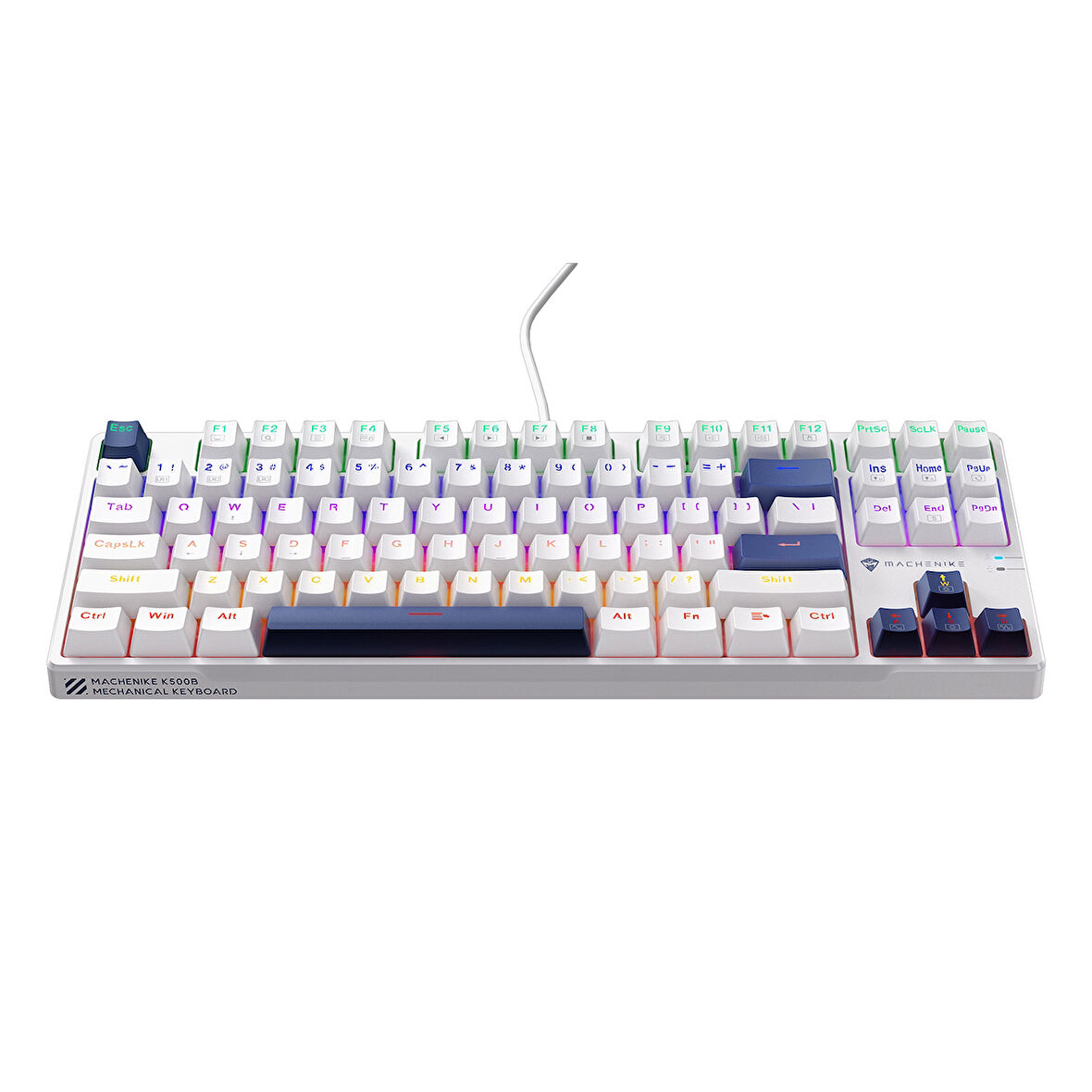 Machenike K500B-B87 Kablolu Blue Switch RGB Beyaz İngilizce Gaming Klavye