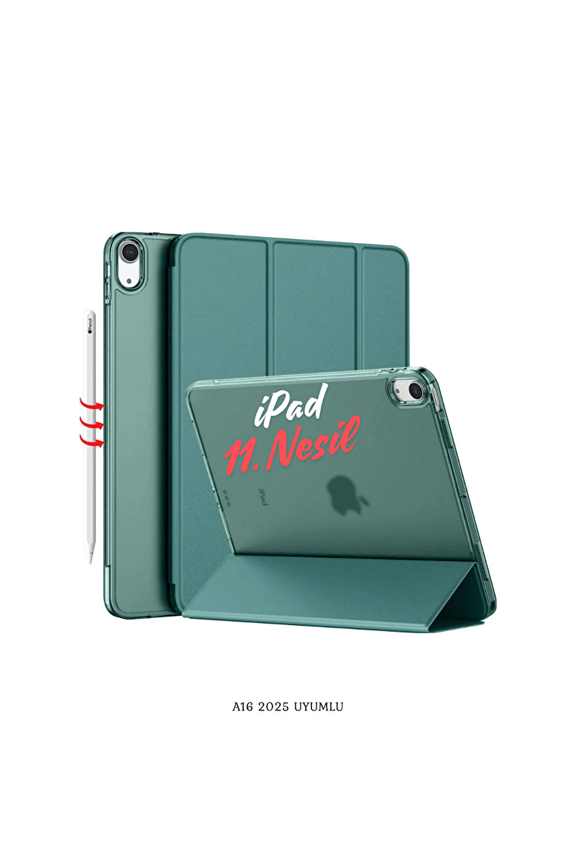 iPad 11. Nesil A16 2025 Uyumlu 10.9 inç Standlı Katlanabilir Fuchsia Smart Cover Tablet Kılıfı