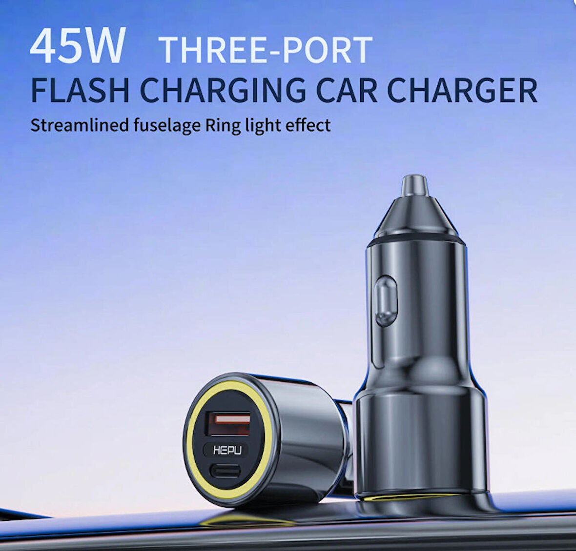 HEPU HP-782 48W Hızlı Araç Şarjı – Type-C & USB Çıkışlı Metal Gövde