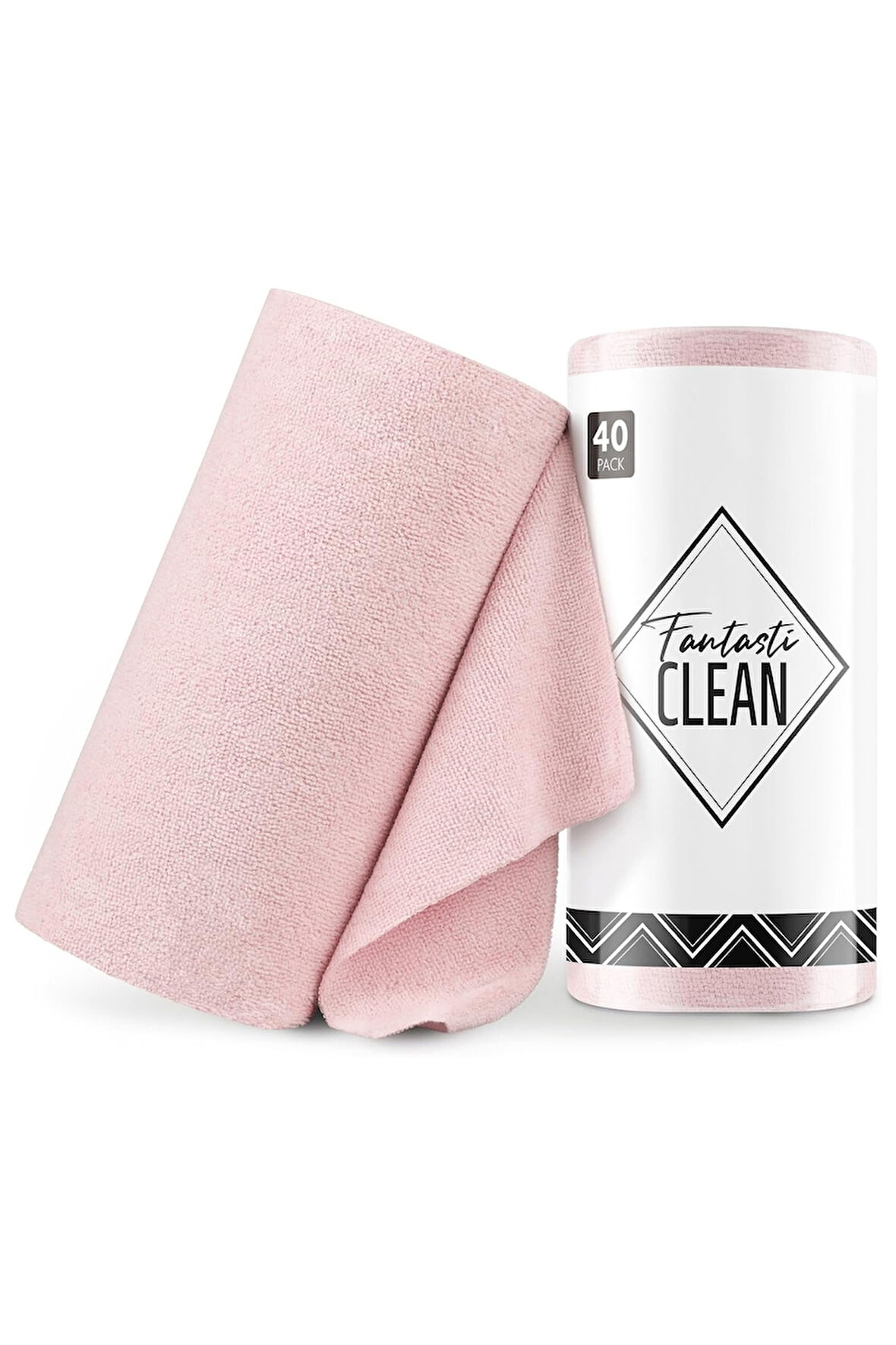 Çok Amaçlı Rulo Mikrofiber Temizlik Bezi 30x30 40 Yapraklı Pembe