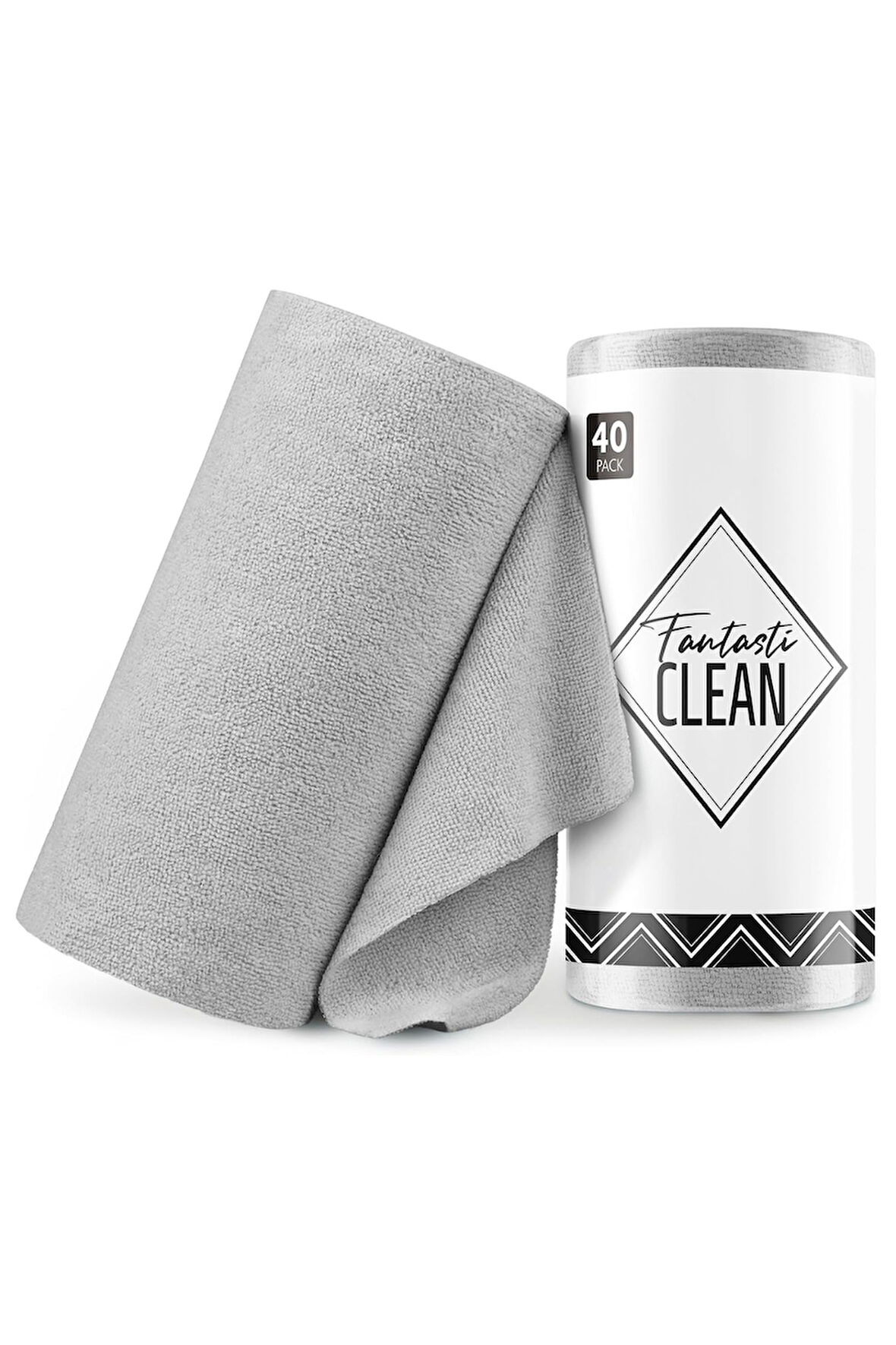 Çok Amaçlı Rulo Mikrofiber Temizlik Bezi 30x30 40 Yapraklı Gri