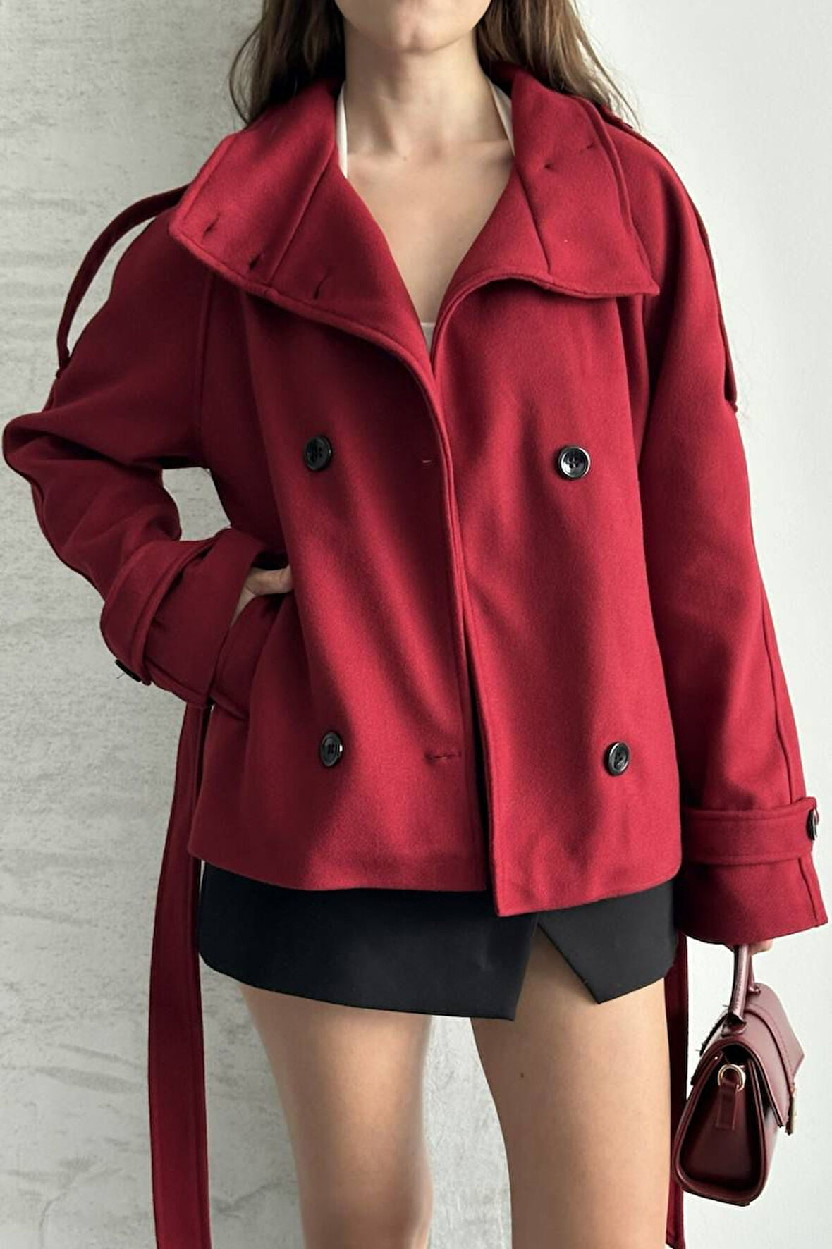 DÜĞMELİ KUŞAKLI KAŞE KISA KABAN