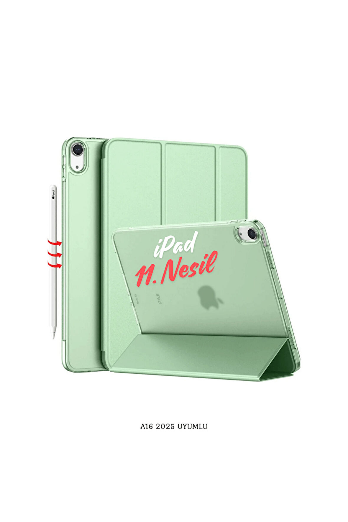 iPad 11. Nesil A16 2025 Uyumlu 10.9 inç Standlı Katlanabilir Fuchsia Smart Cover Tablet Kılıfı