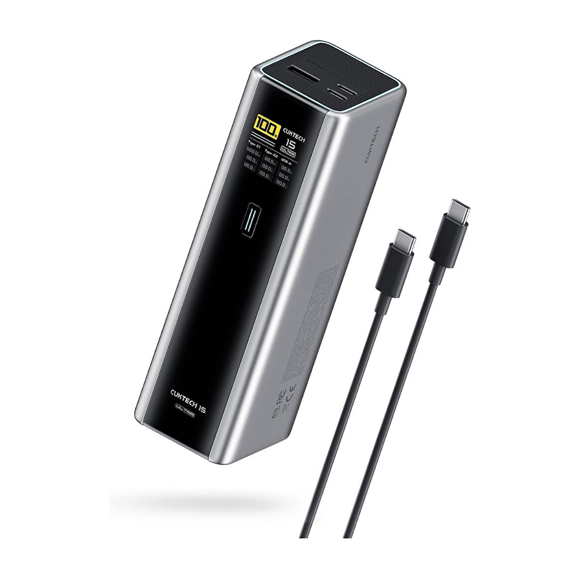 CUKTECH 15 Ultra Powerbank 20000 mAh | 210 W Toplam Çıkış Gücü | 140 W PD3.1 Tek Port | 165 W Kendi Şarj (Beast Mode) | TFT Ekranlı – Laptop, MacBook, iPhone, Samsung ile Uyumlu