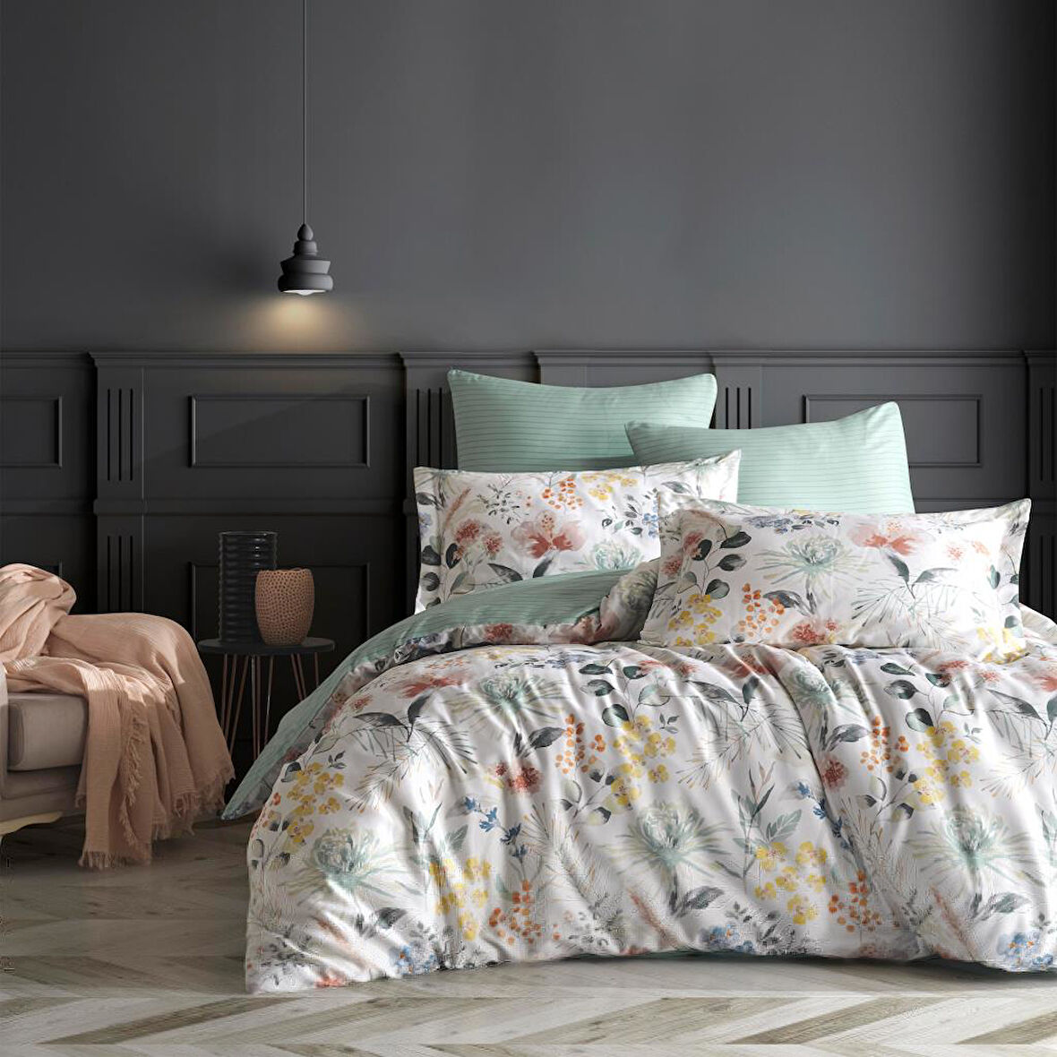 Keep London Dolce Sleep Series Natural Cotton(Doğal Pamuk) Çift Kişilik Nevresim Takımı-Yeşil