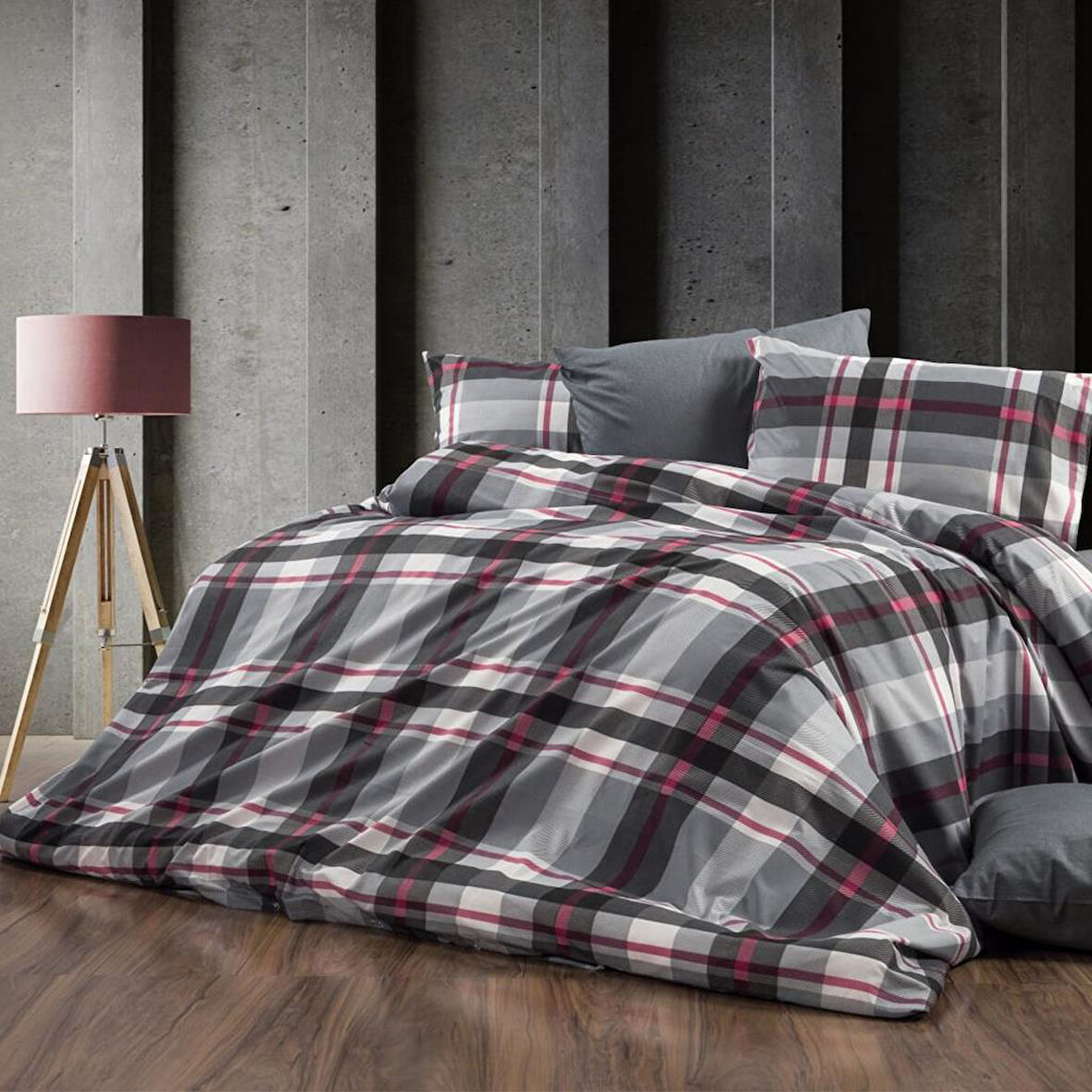 Keep London Home Series Natural Cotton(Doğal Pamuk) Çift Kişilik Nevresim Takımı-Gri