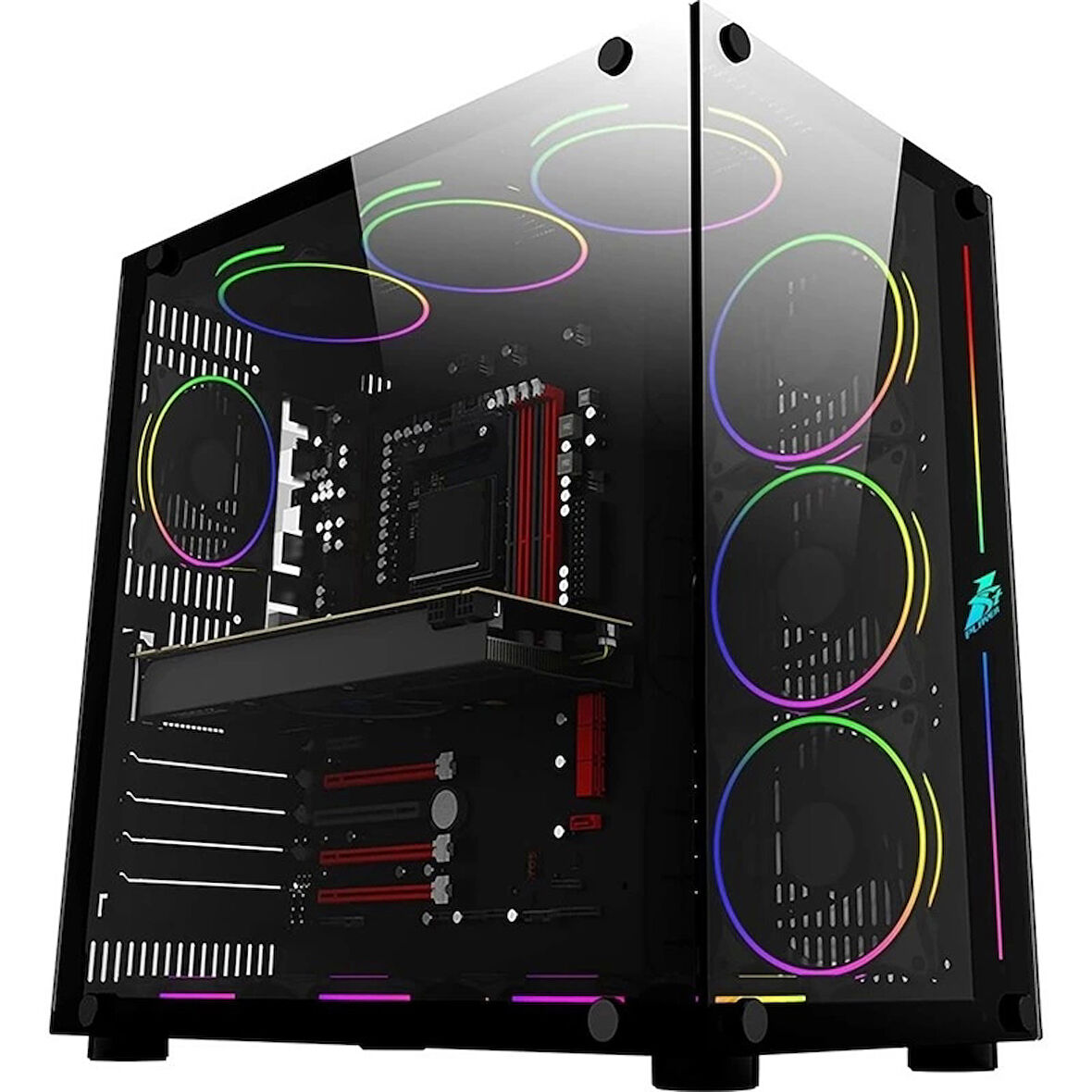 1st Player Sp8 Siyah 750w 80+ Sılver Atx 3.1 Argb 7x12cm Fan Temperli Cam Usb 3.0 Atx Kasa