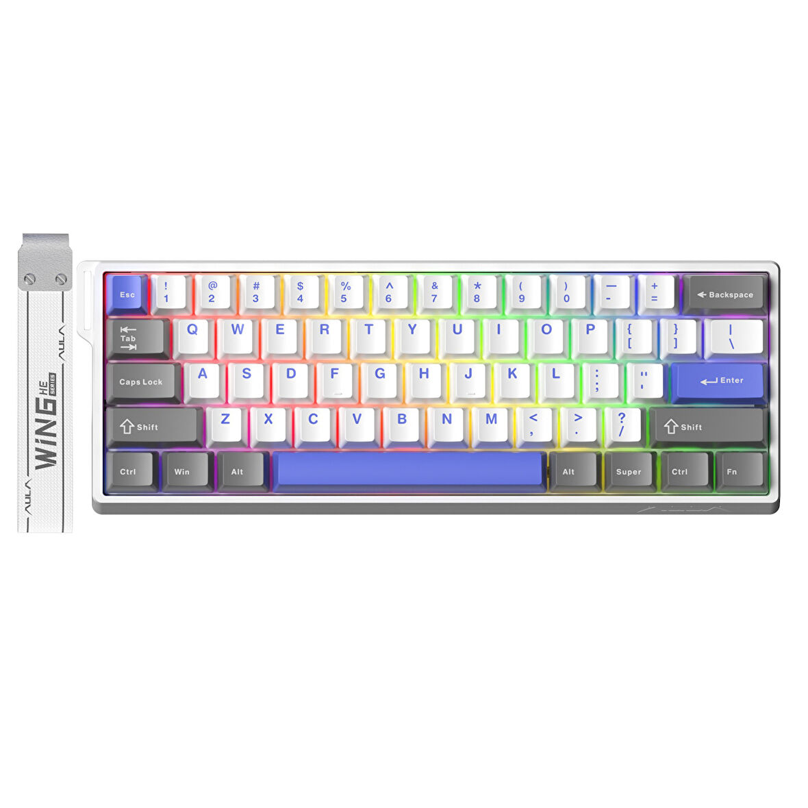 Aula Win60 He Max Manyetik Klavye Rapid Trigger Graywood Swtich 8000Hz RGB TKL Hot Swap Oyuncu Klavyesi Mavi