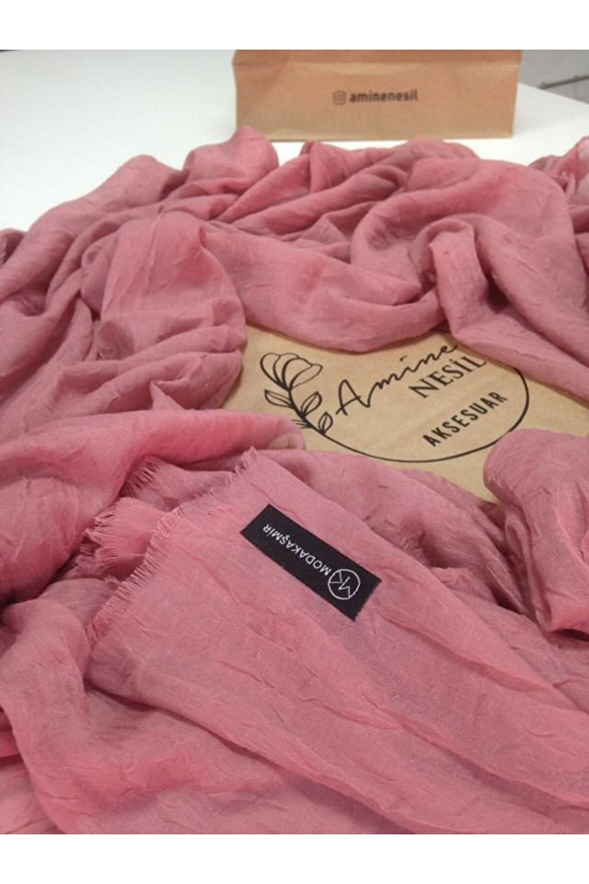 modakaşmir bambu şal soft pembe