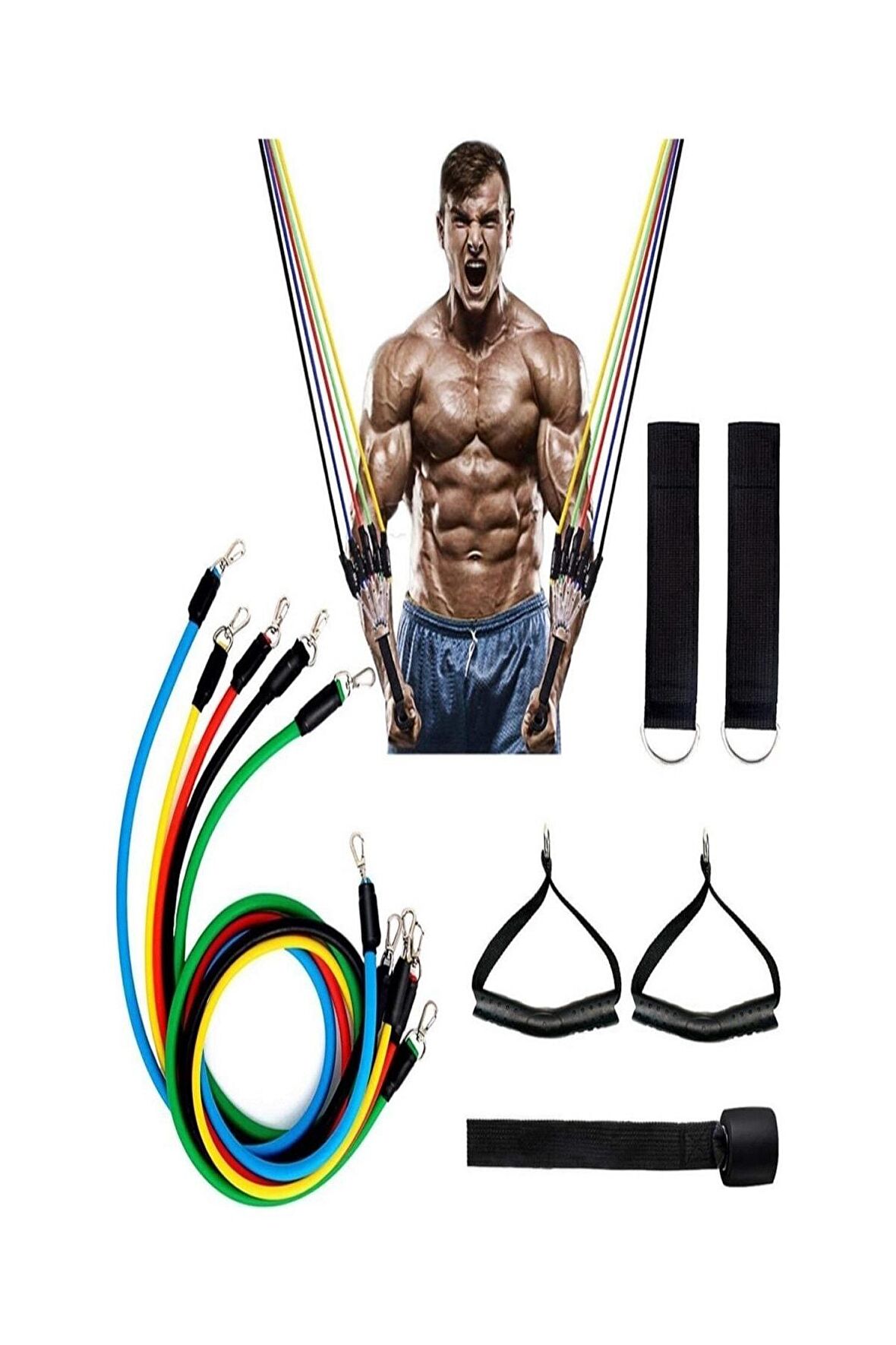 11 Parça Deluxe Profesyonel Direnç Lastiği Seti Latex Premium Kalite Fitness Kondisyon Direnç Lastik