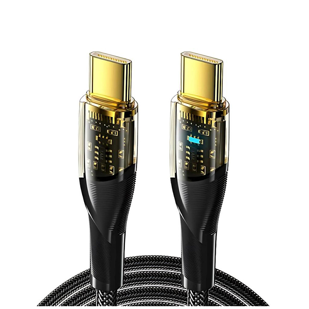 Essager Led Işıklı 2 Metre QC4.0 PD 100W Type C to Type C Şarj Kablosu 480Mbps Veri Aktarım Şarj Akım Korumalı